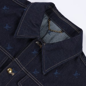 LOUIS VUITTON LV 24 Logo Embroidered Blue Denim Coat