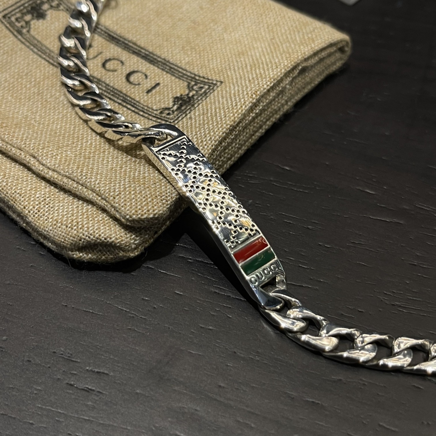 Gucci plaid enamel bracelet