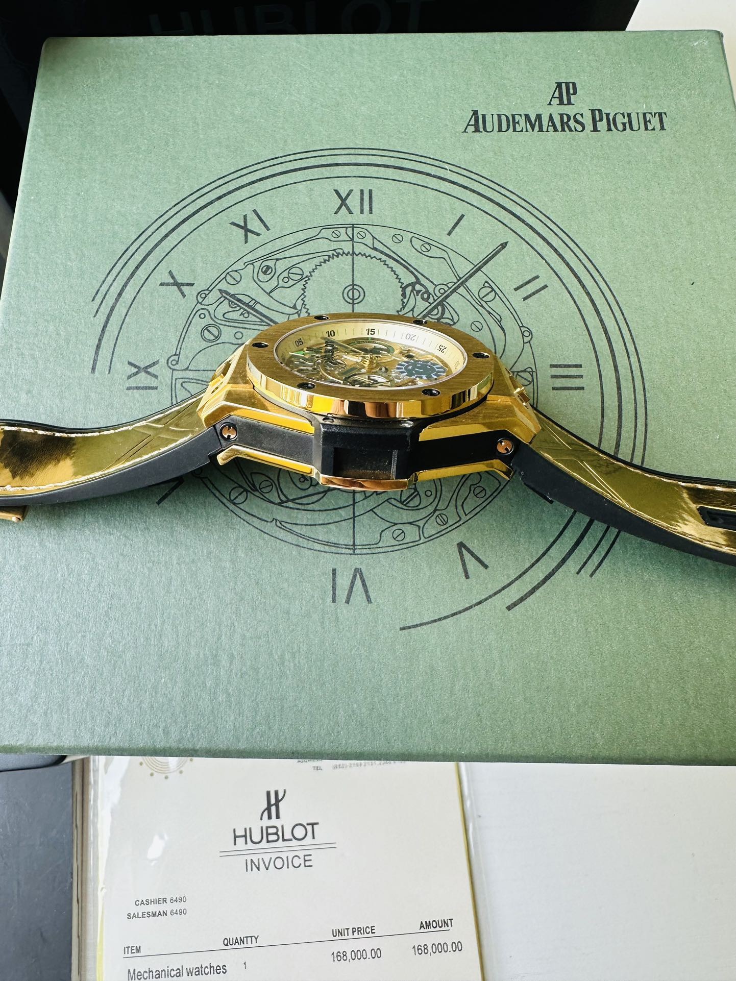 Hublot Gold Skeleton Mechanical Watch