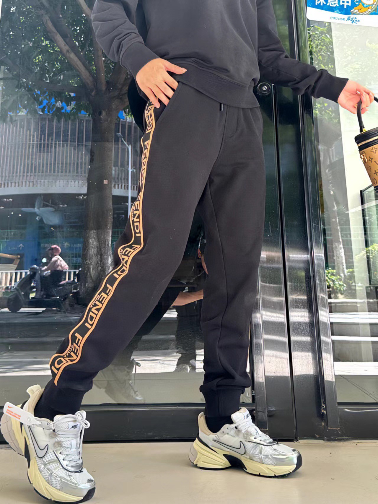 Fendi 23Fw Double F Embroidered and Logo Ribbed Waist Pants