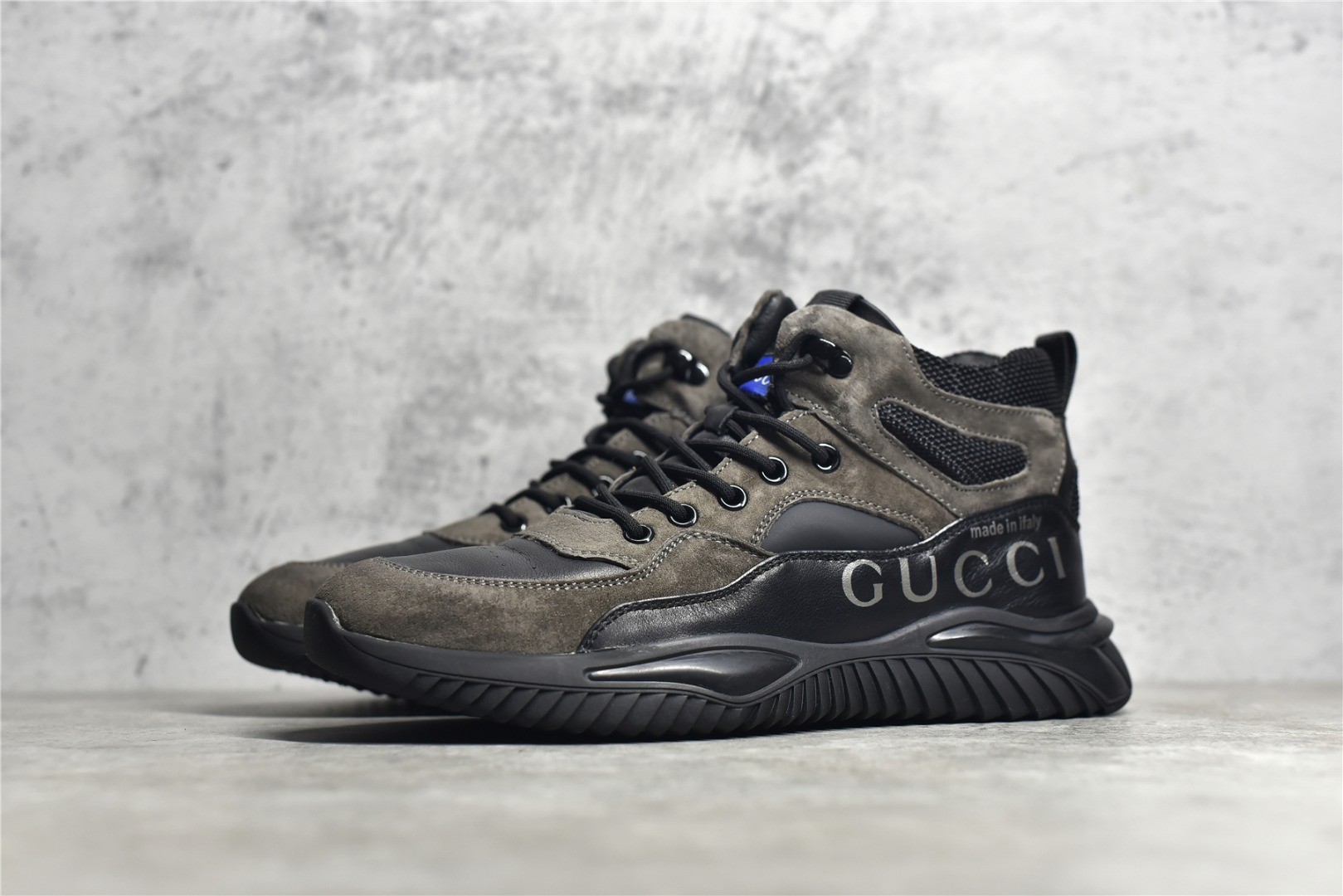 Gucci grey and black high-top sneakers