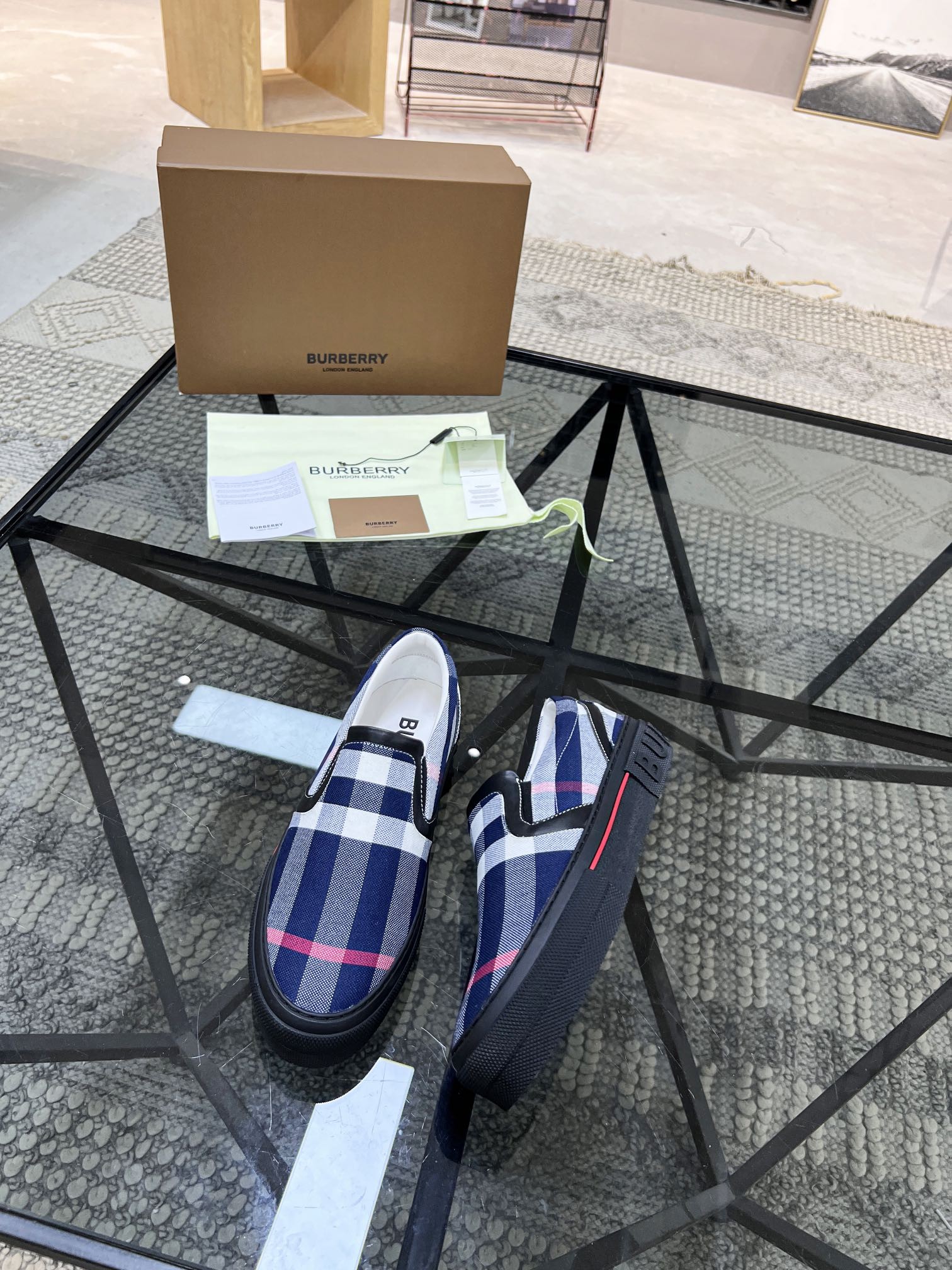 Burberry check slip-on canvas shoes