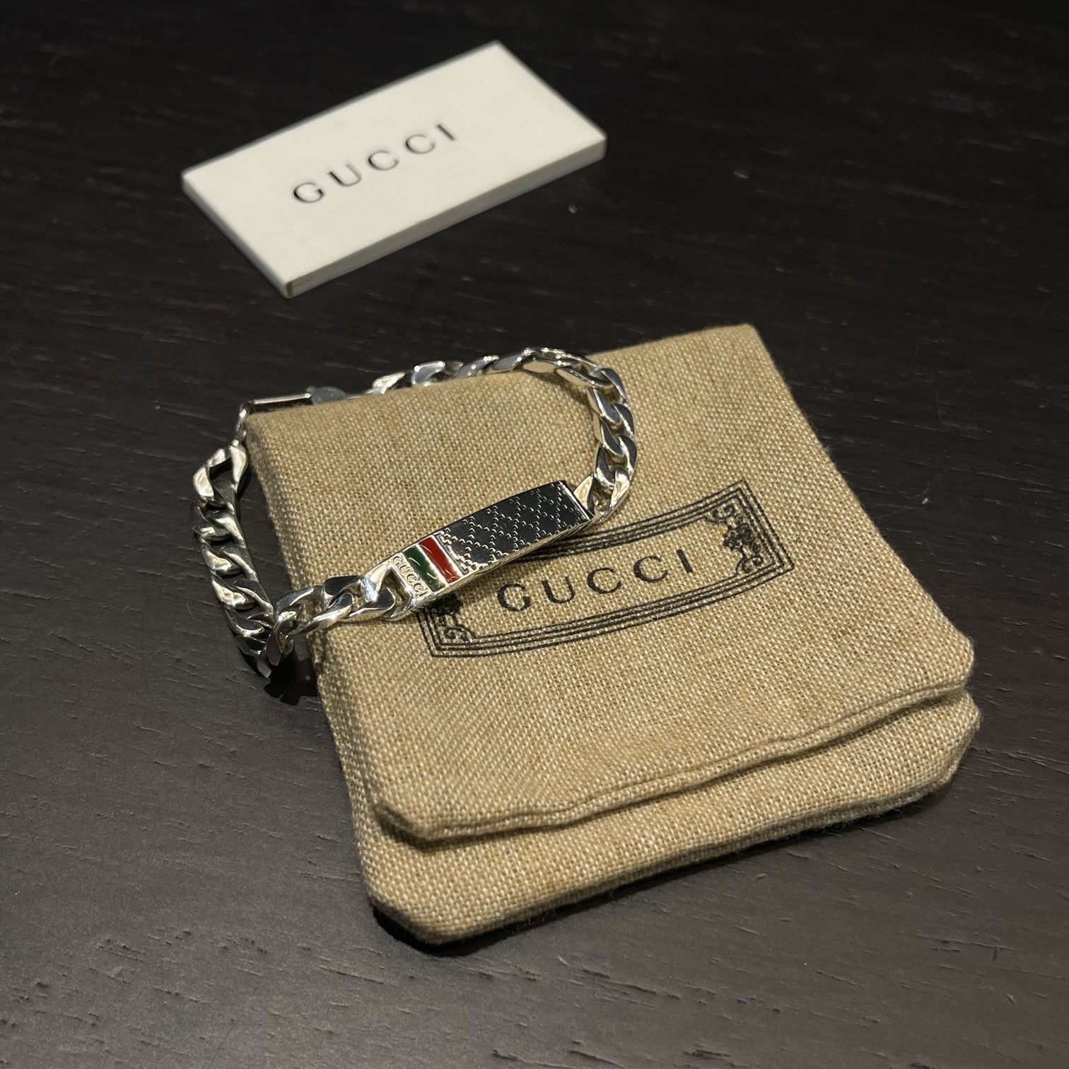 Gucci plaid enamel bracelet