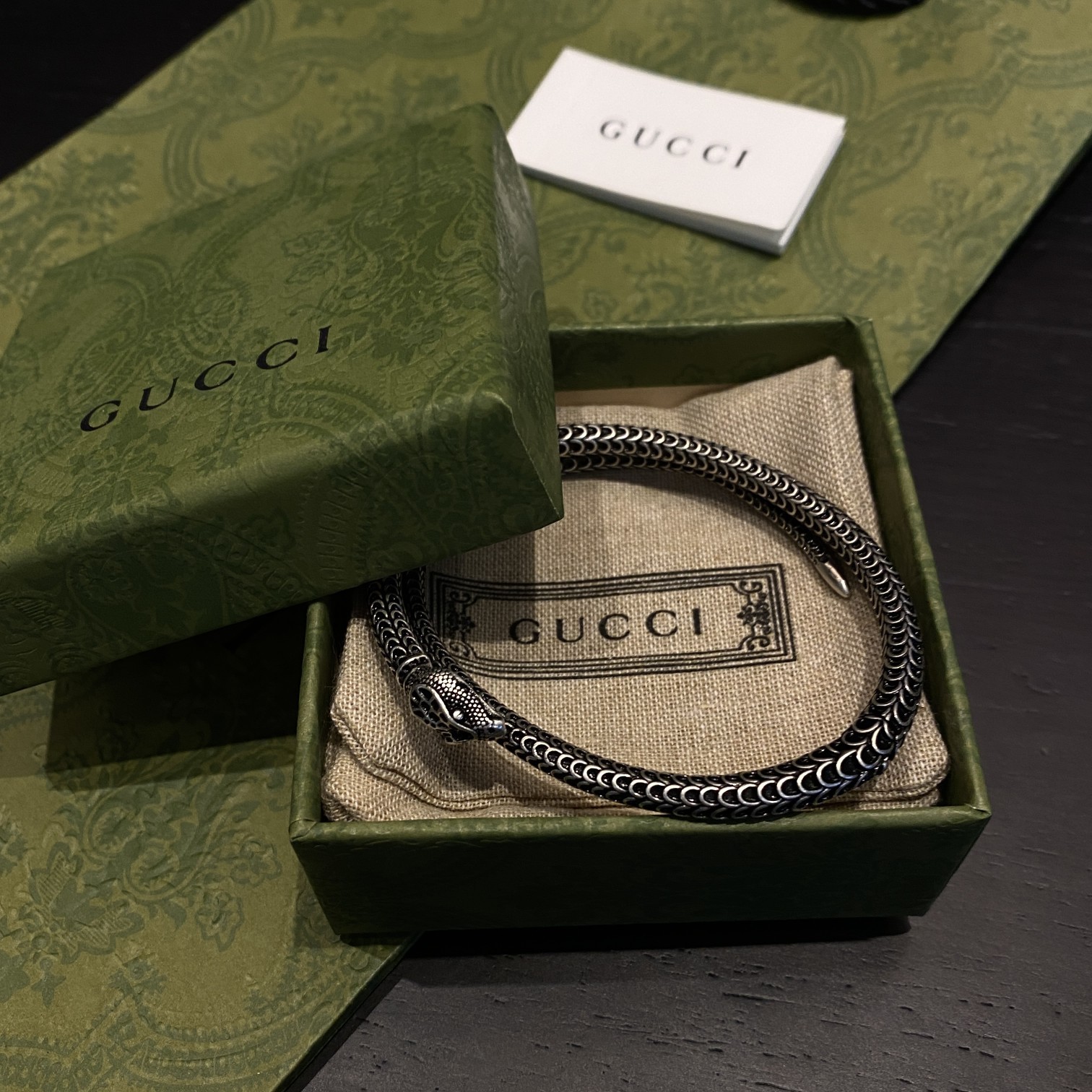 Gucci sterling silver snake-shaped bracelet