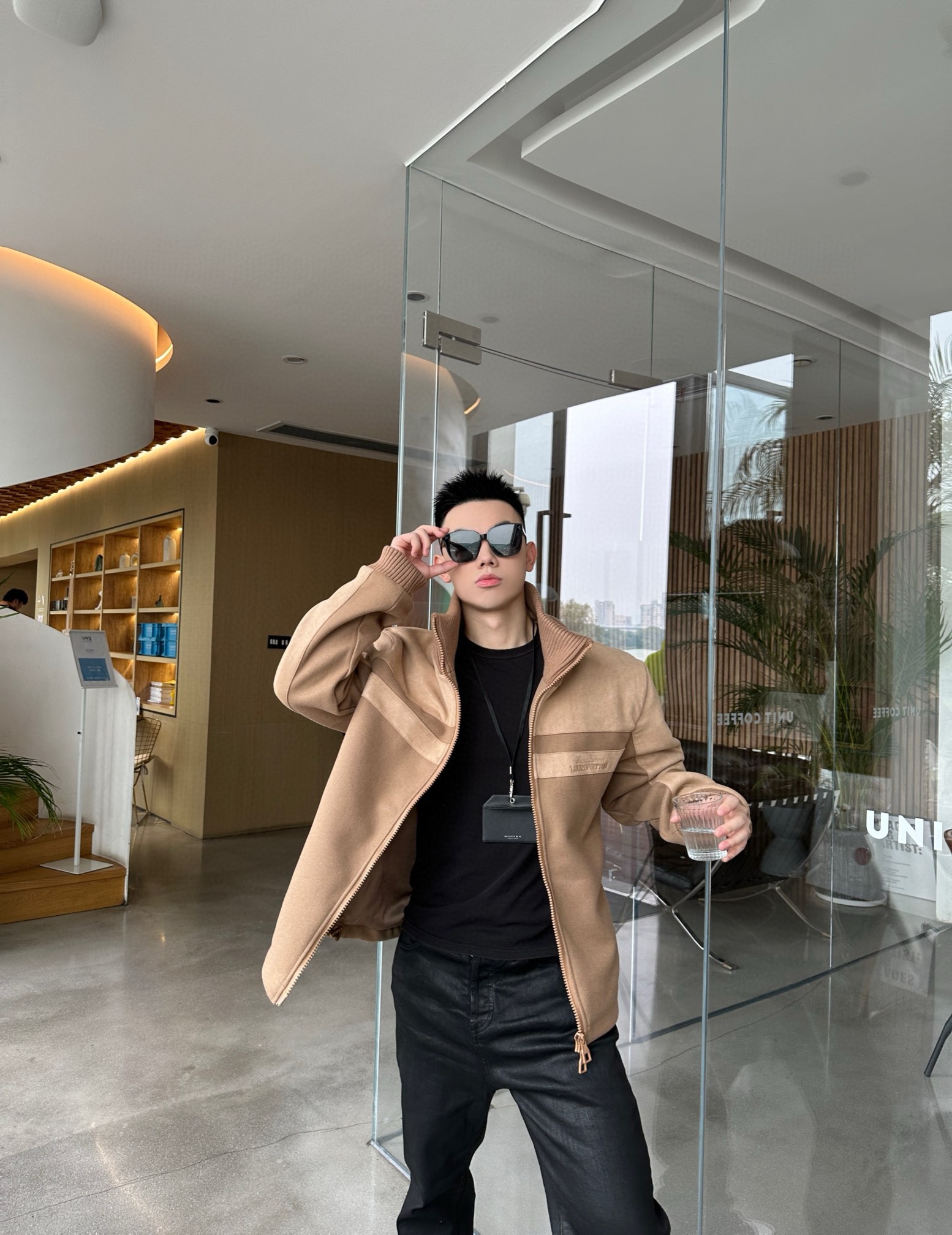 Louis Vuitton Embroidered Leather Splicing Jacket Coat