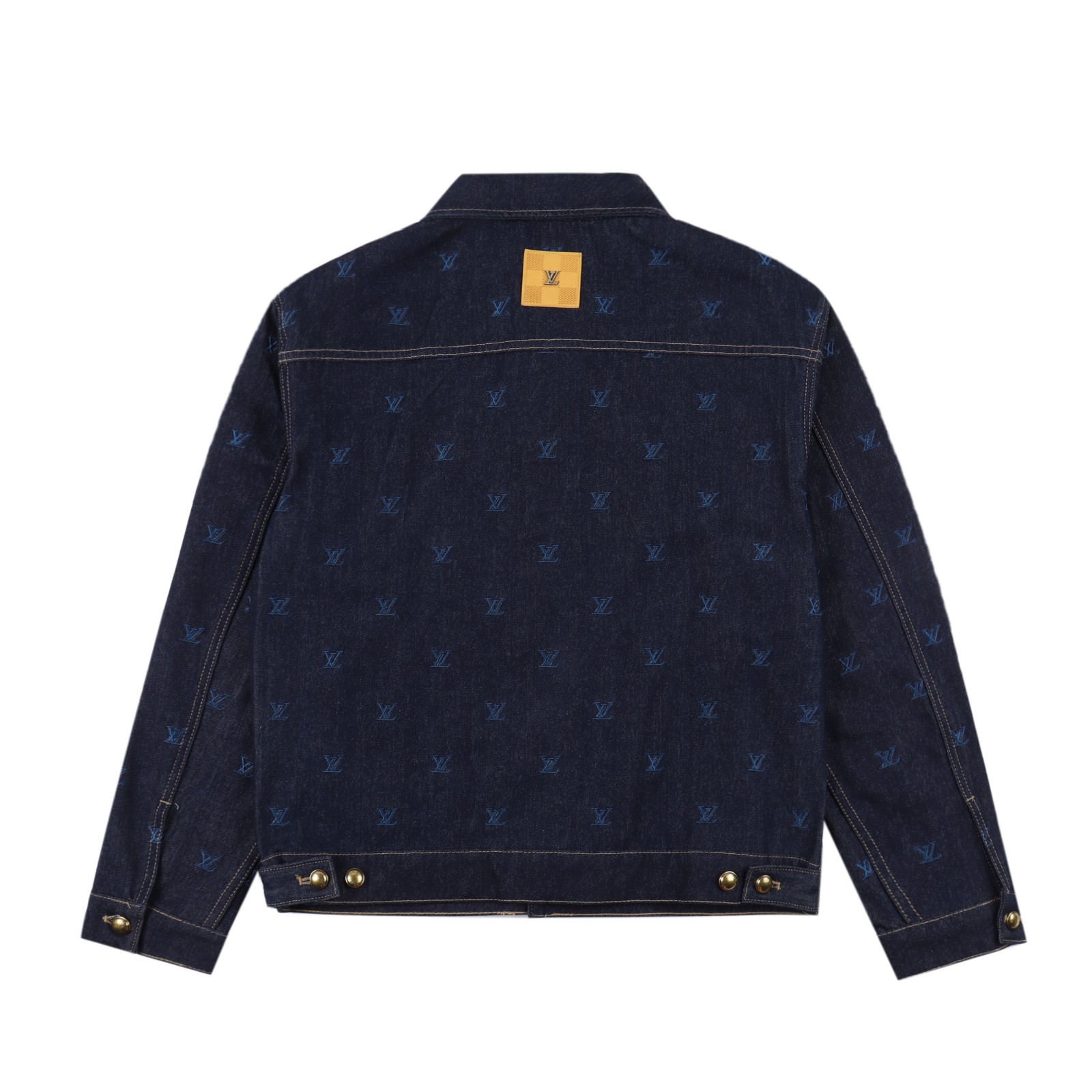 LOUIS VUITTON LV 24 Logo Embroidered Blue Denim Coat