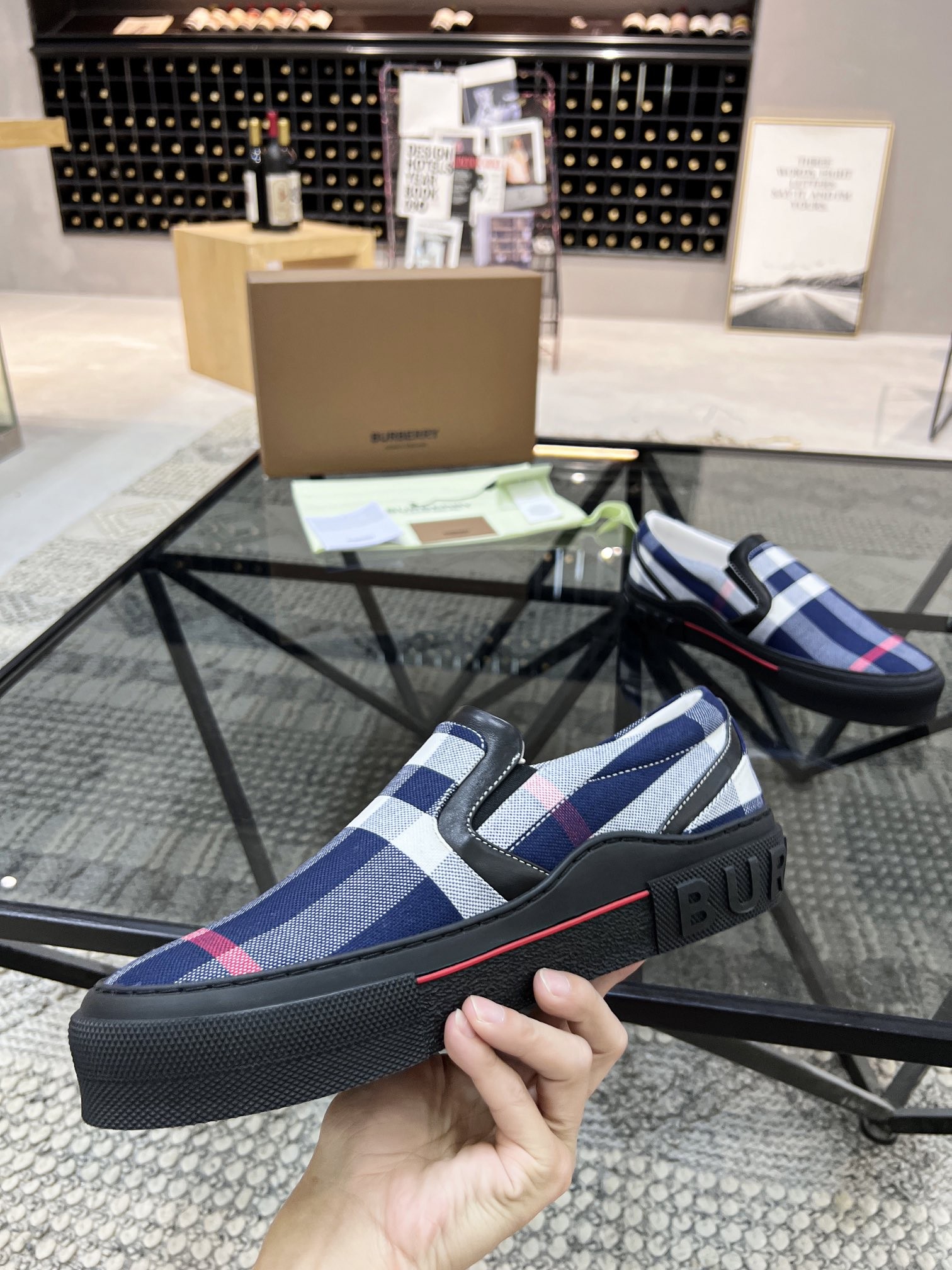 Burberry check slip-on canvas shoes