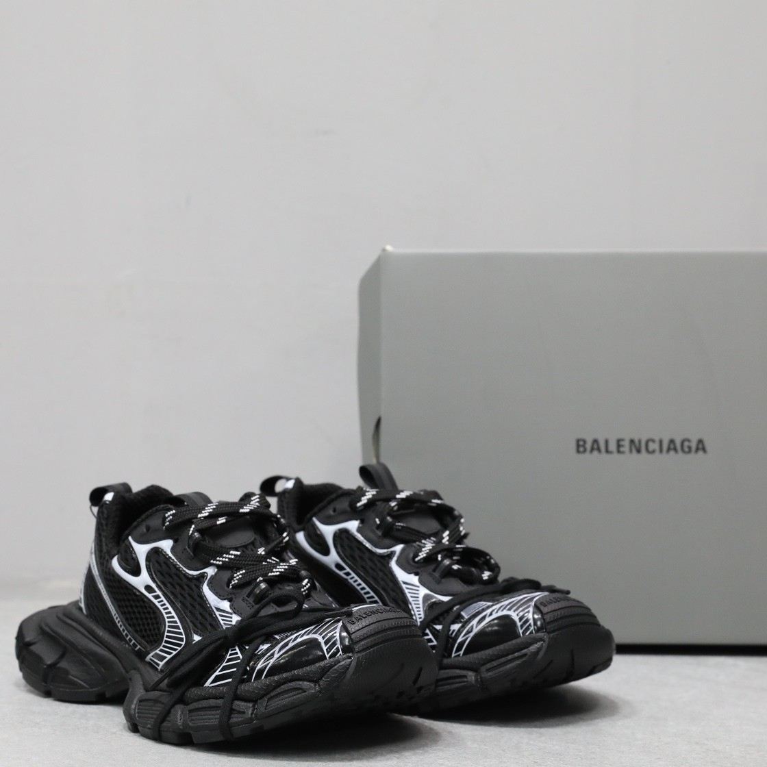 Balenciaga black and white functional dad shoes