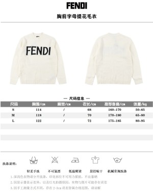 Fendi chest letter jacquard logo round neck sweater