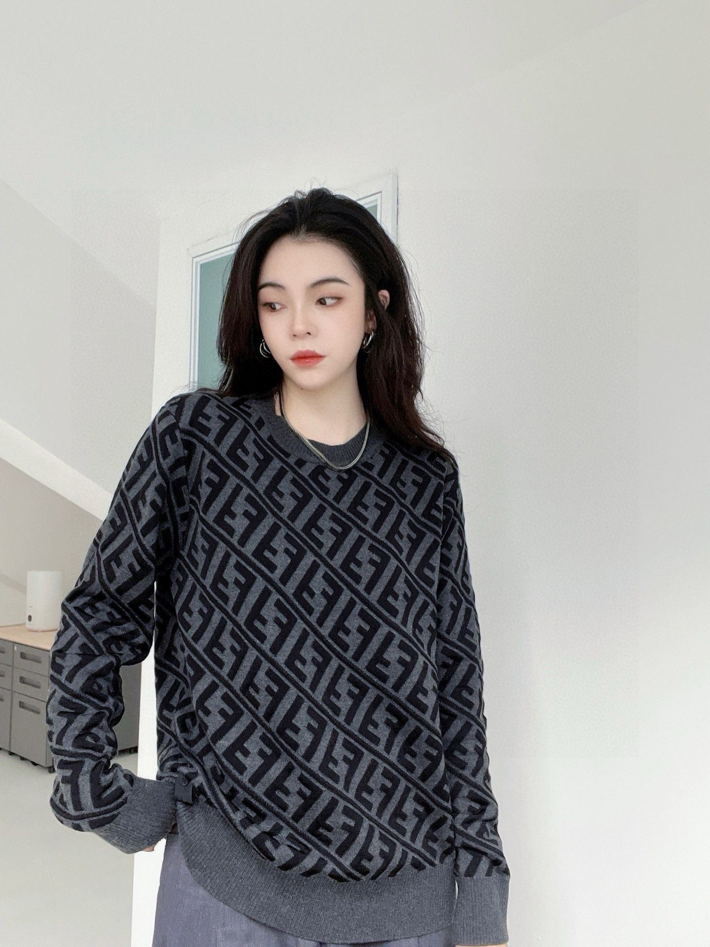 Fendi full print hoodie diagonal