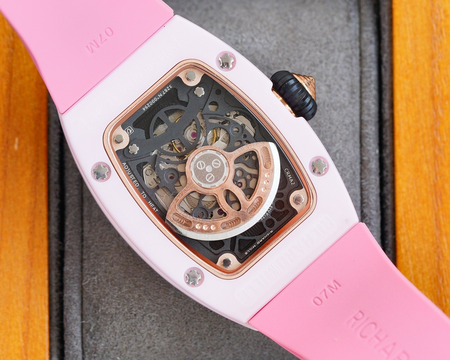 RM 07-01 Pink Ceramic Red Lips Women's Watch