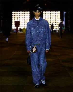 Louis Vuitton LV diagonal striped letter denim pants