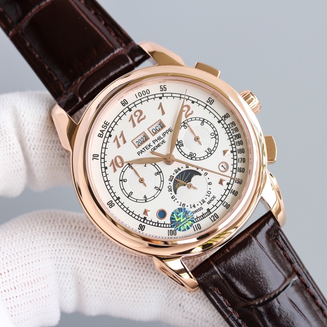 Patek Philippe rose gold diamond-set complicated watch