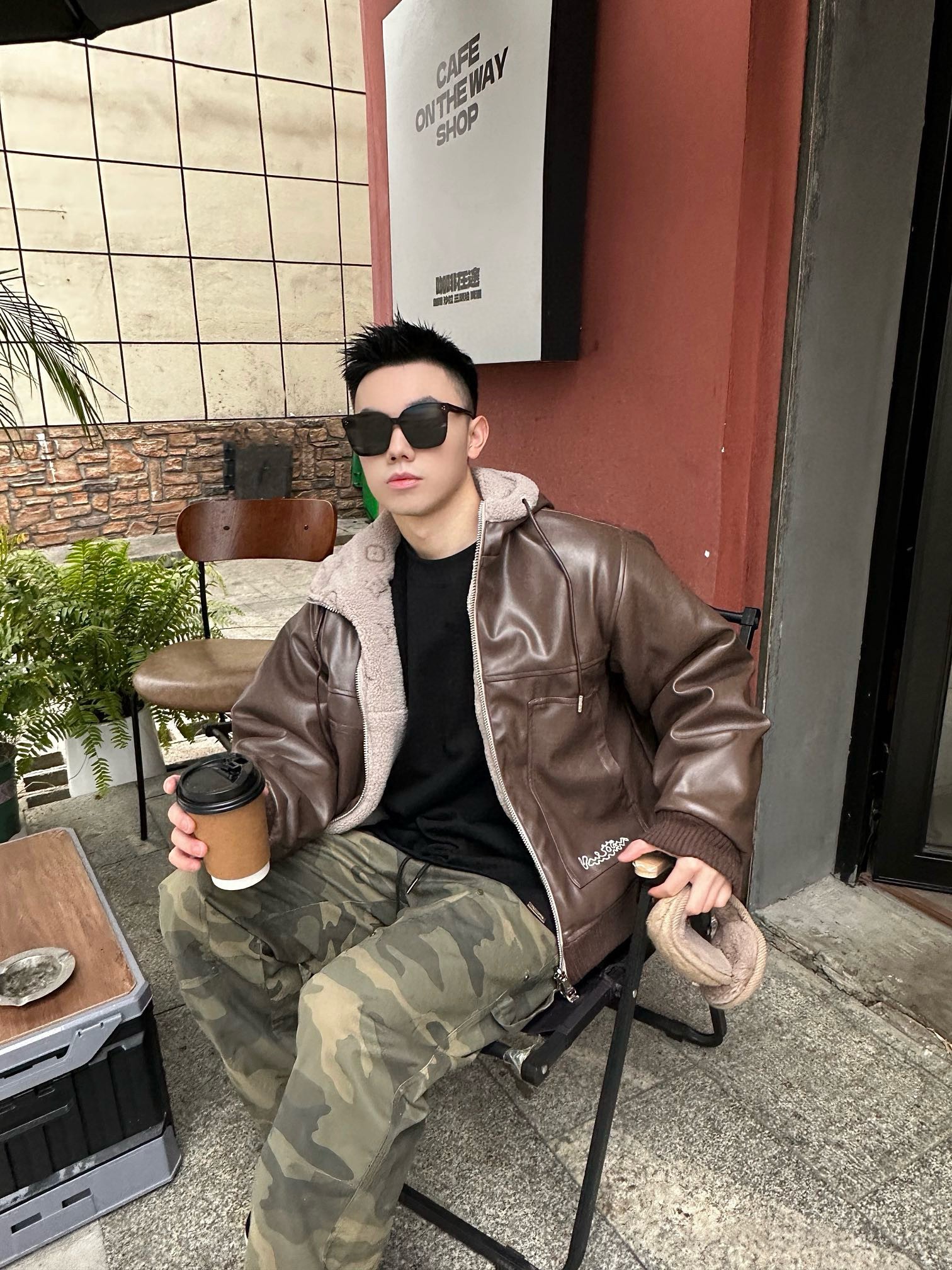 Louis Vuitton double-sided lambhair hooded jacket