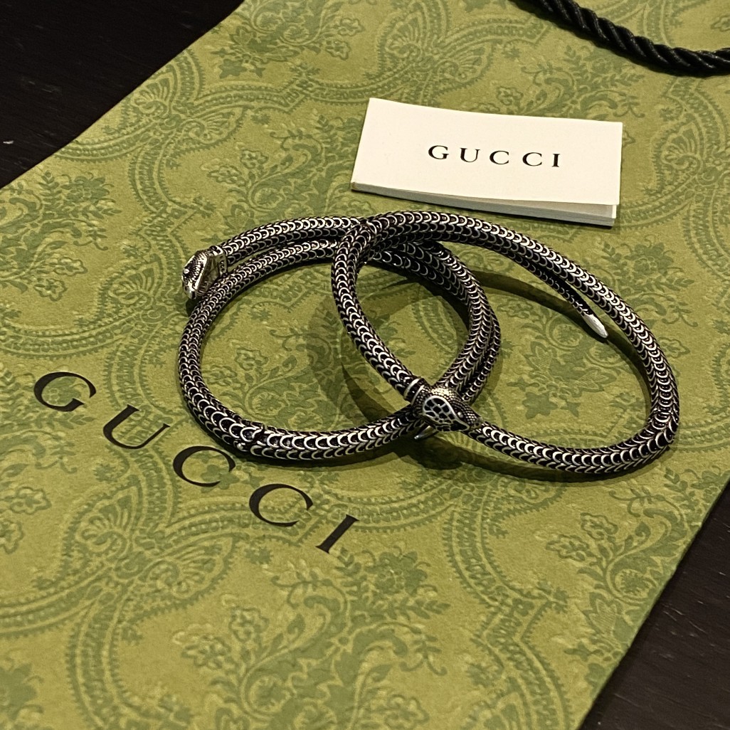 Gucci sterling silver snake-shaped bracelet