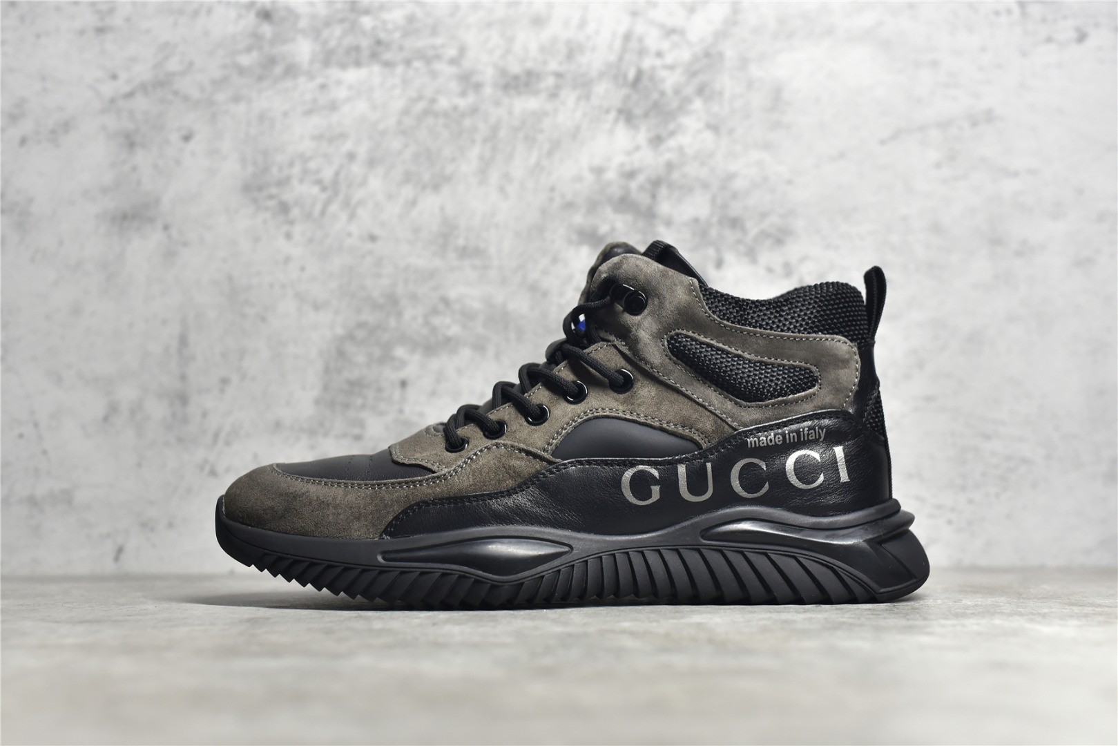 Gucci grey and black high-top sneakers