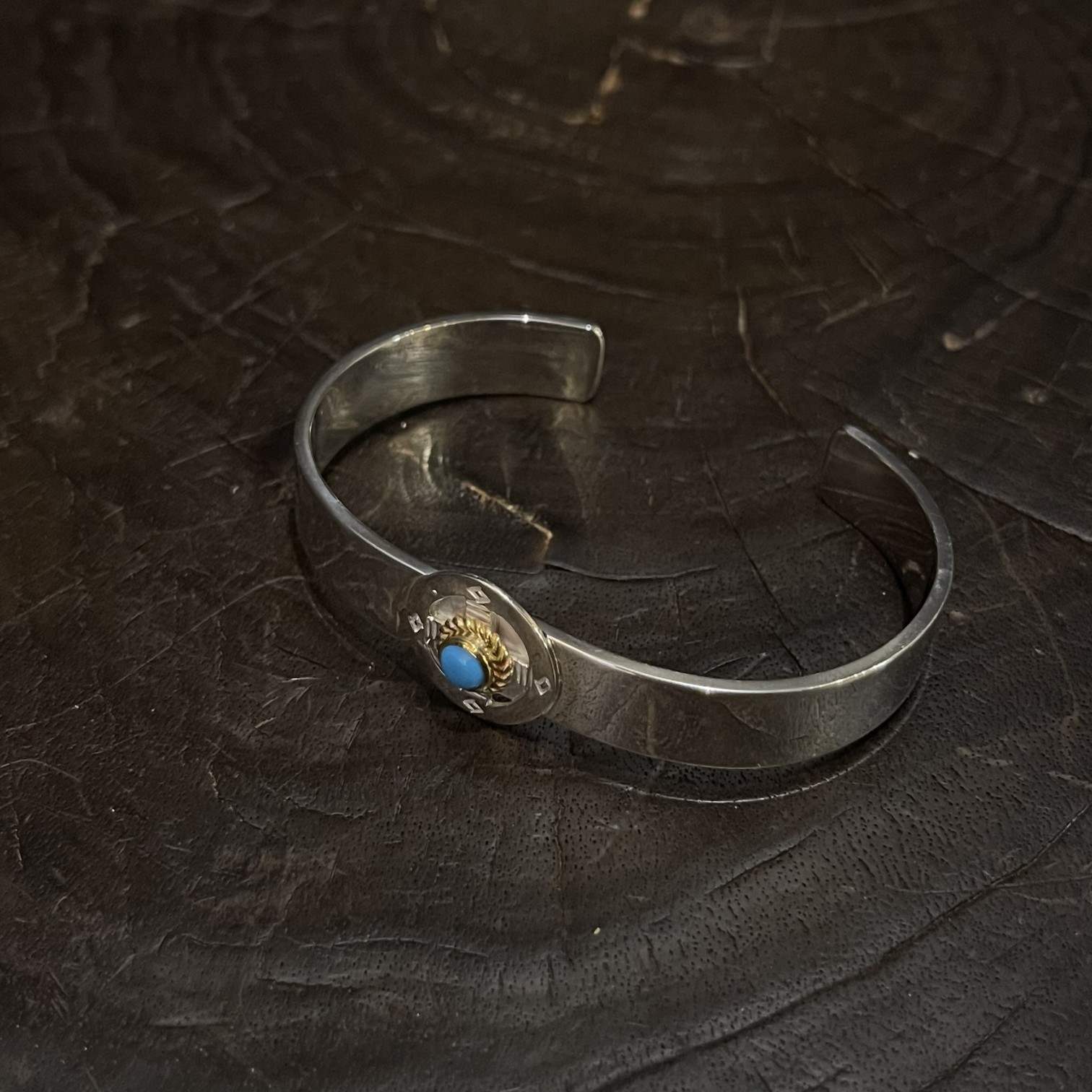 Goro's Takahashi Goro Cross Wheel Turquoise Bracelet