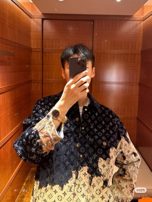 Louis Vuitton/Louis Vuitton 24Fw Bonfire Collection Fire Clouds Flame Old Flowers Full Print Denim Jacket Coat