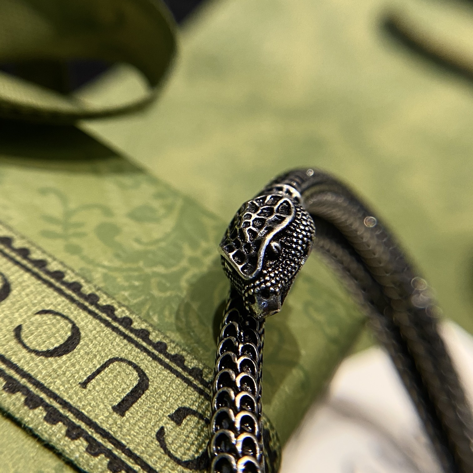 Gucci sterling silver snake-shaped bracelet