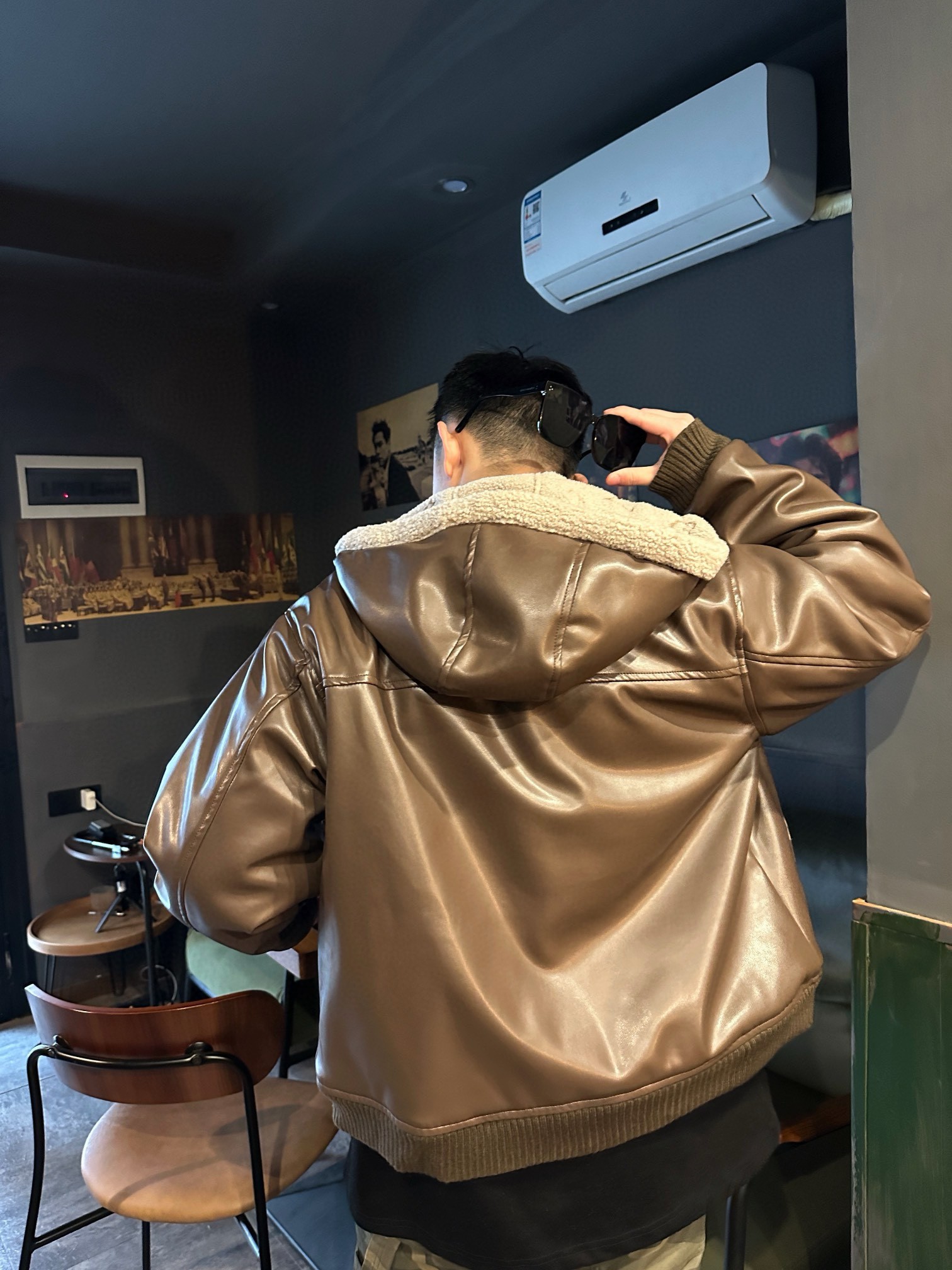 Louis Vuitton double-sided lambhair hooded jacket