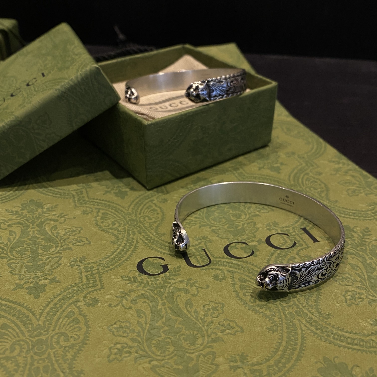 Gucci Tiger Head Silver Bracelet