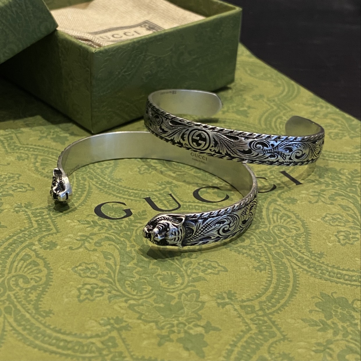 Gucci Tiger Head Silver Bracelet