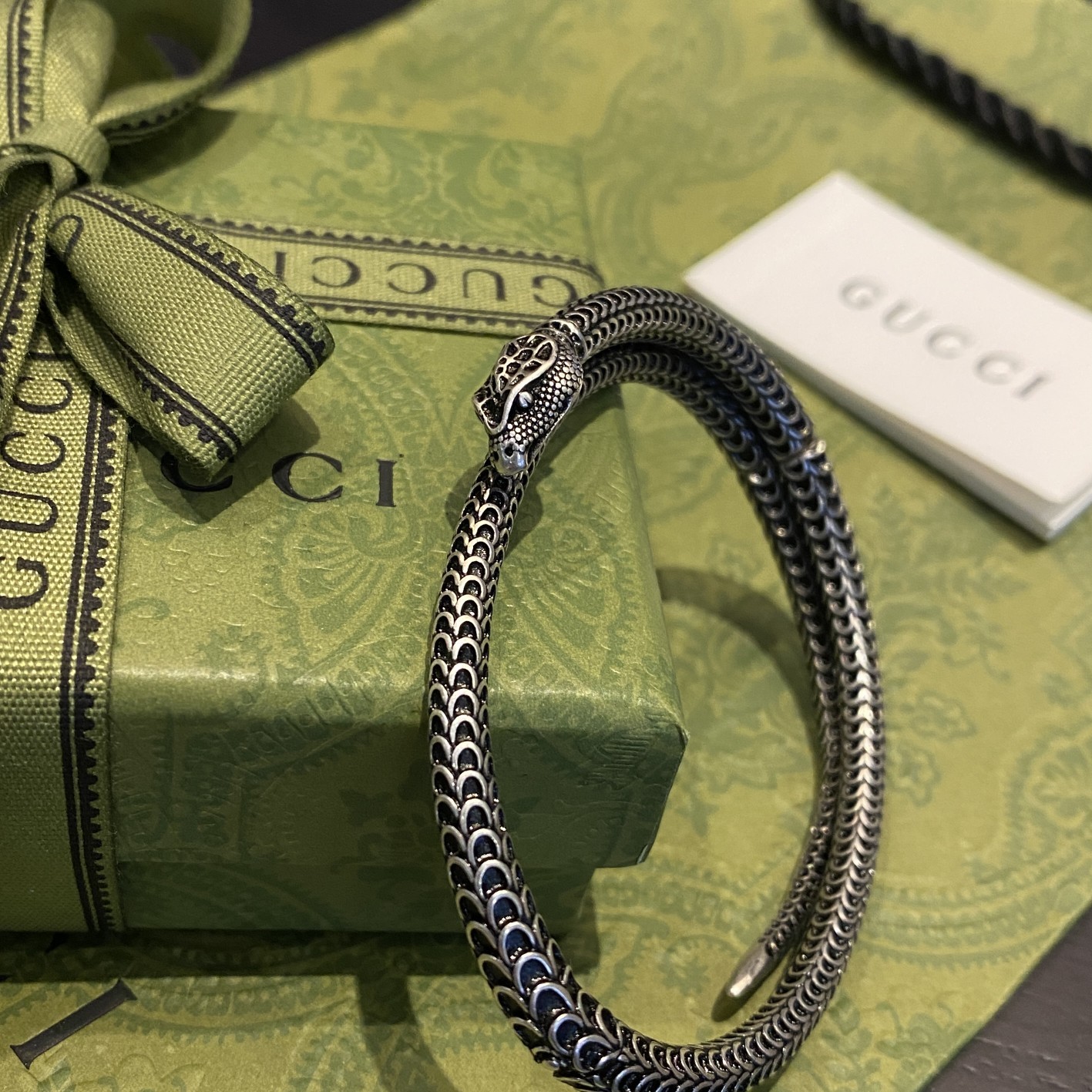 Gucci sterling silver snake-shaped bracelet