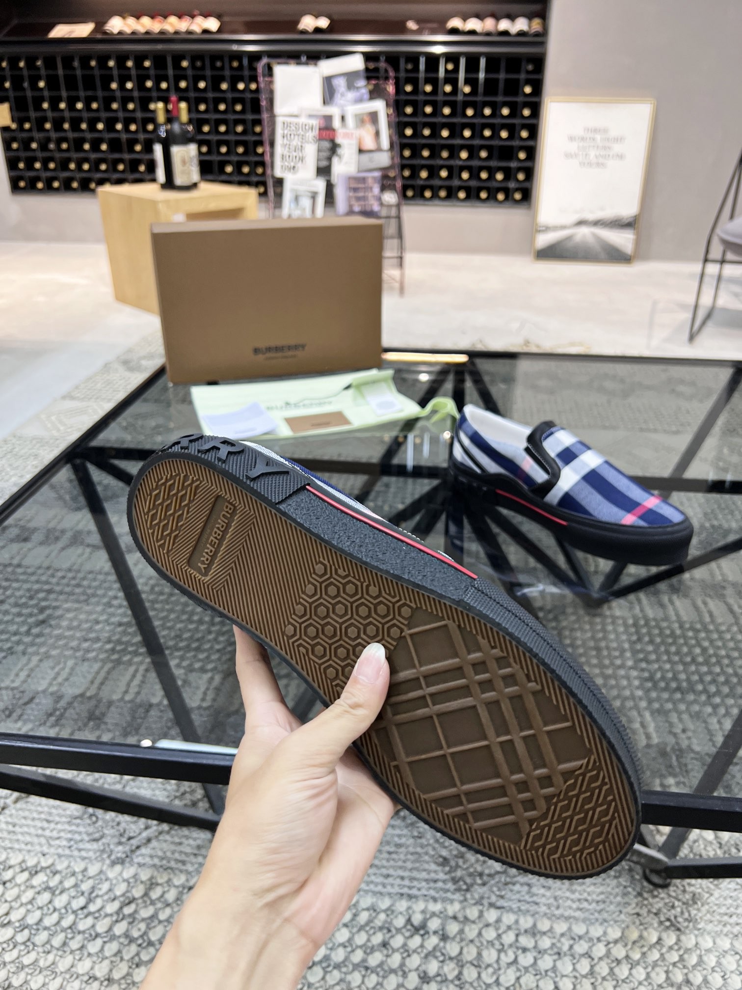 Burberry check slip-on canvas shoes