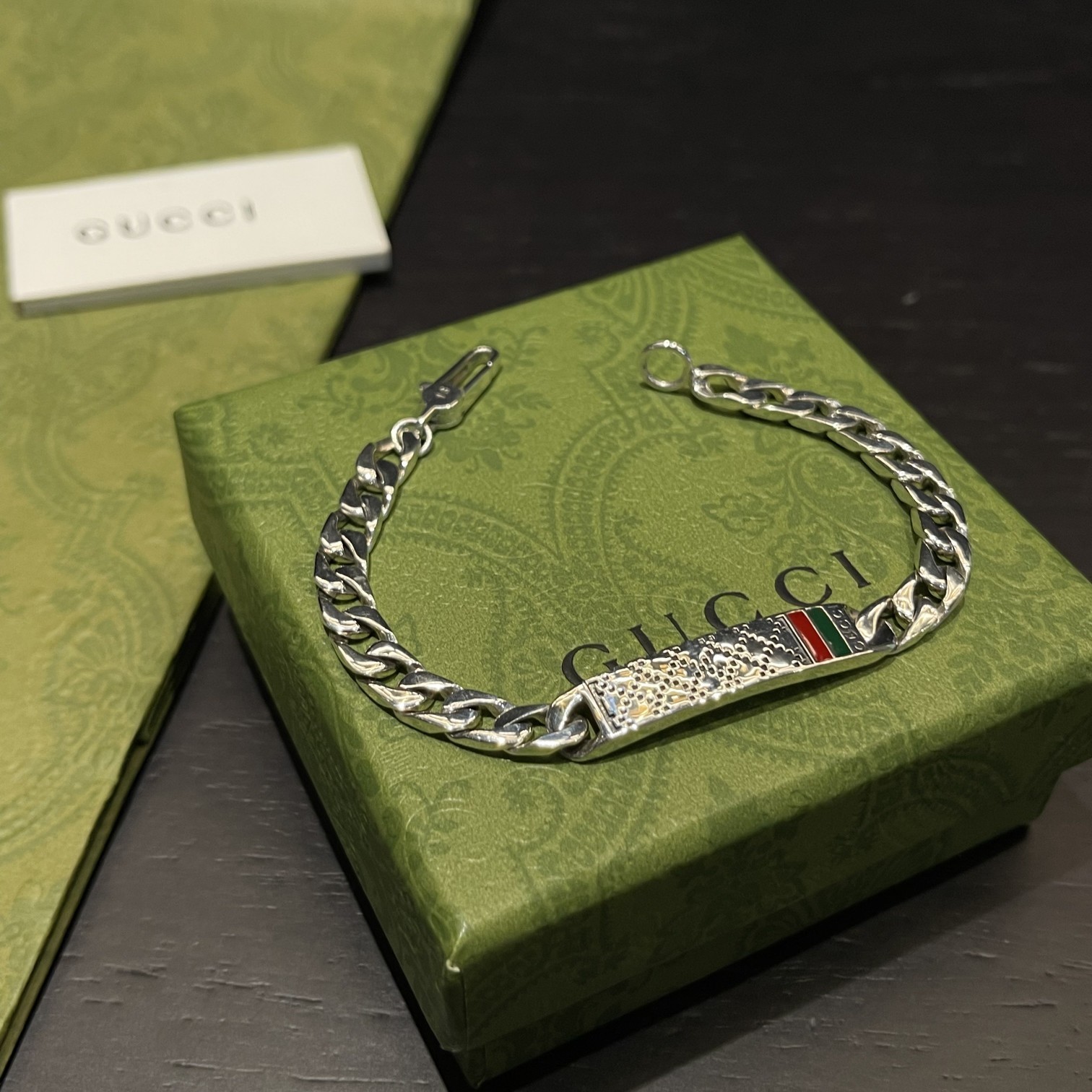 Gucci plaid enamel bracelet