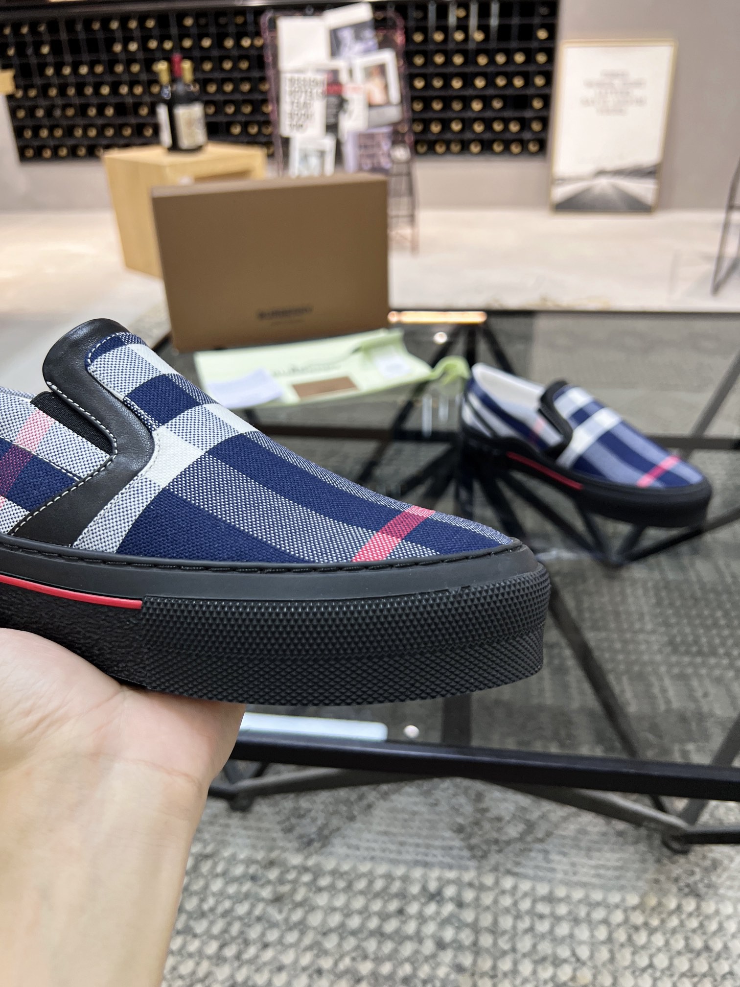 Burberry check slip-on canvas shoes
