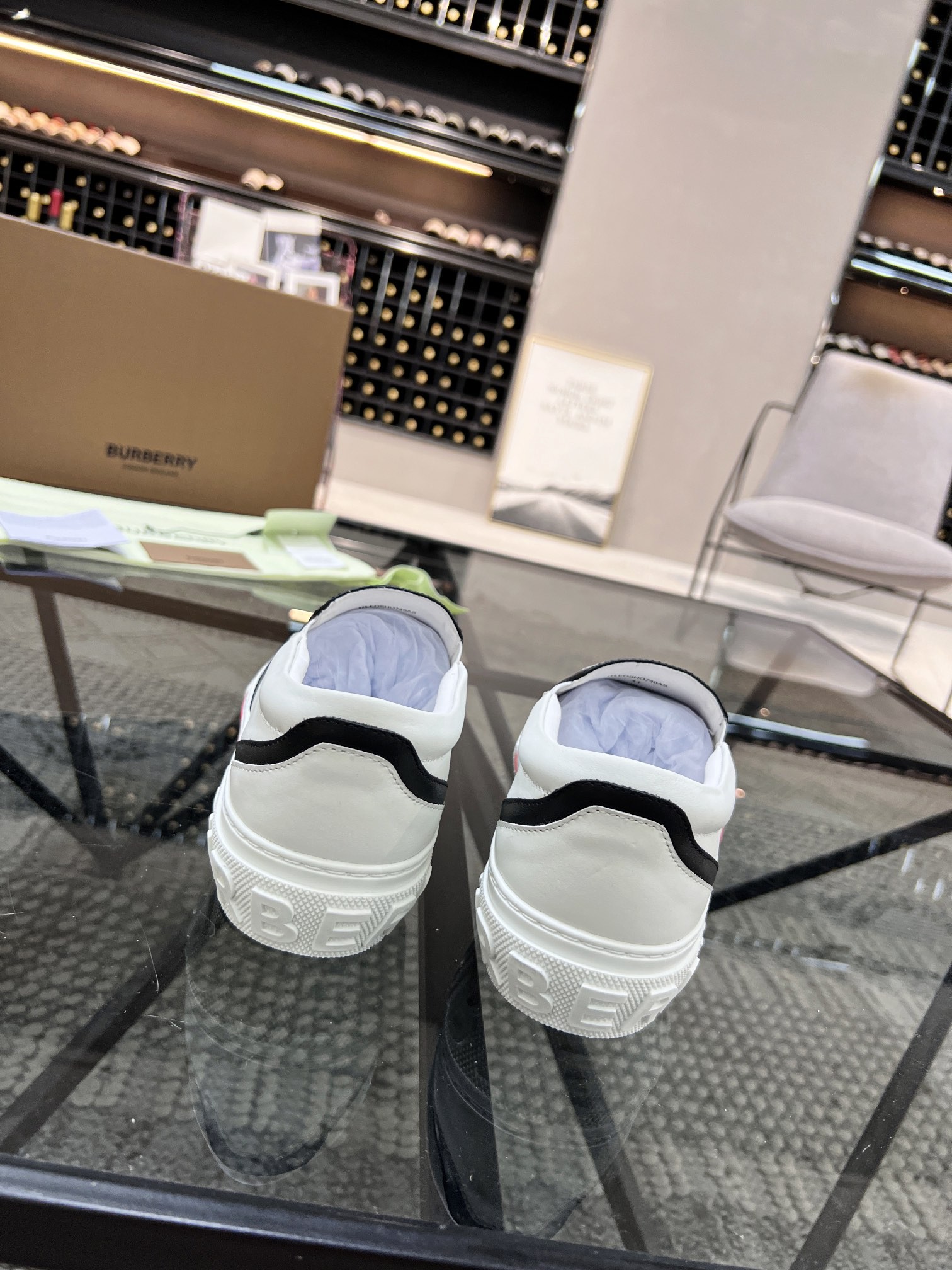 Burberry black and white color-blocked loafers