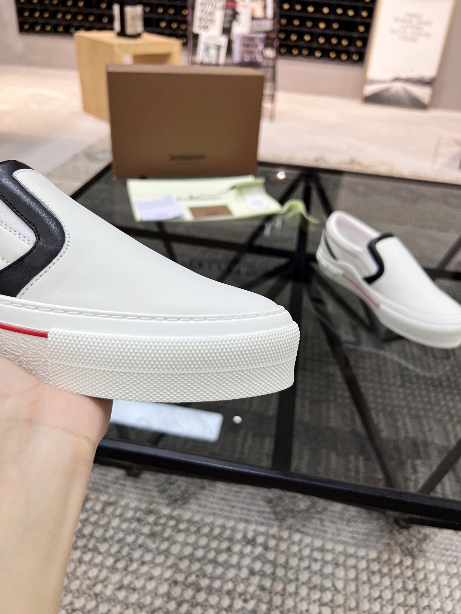 Burberry black and white color-blocked loafers