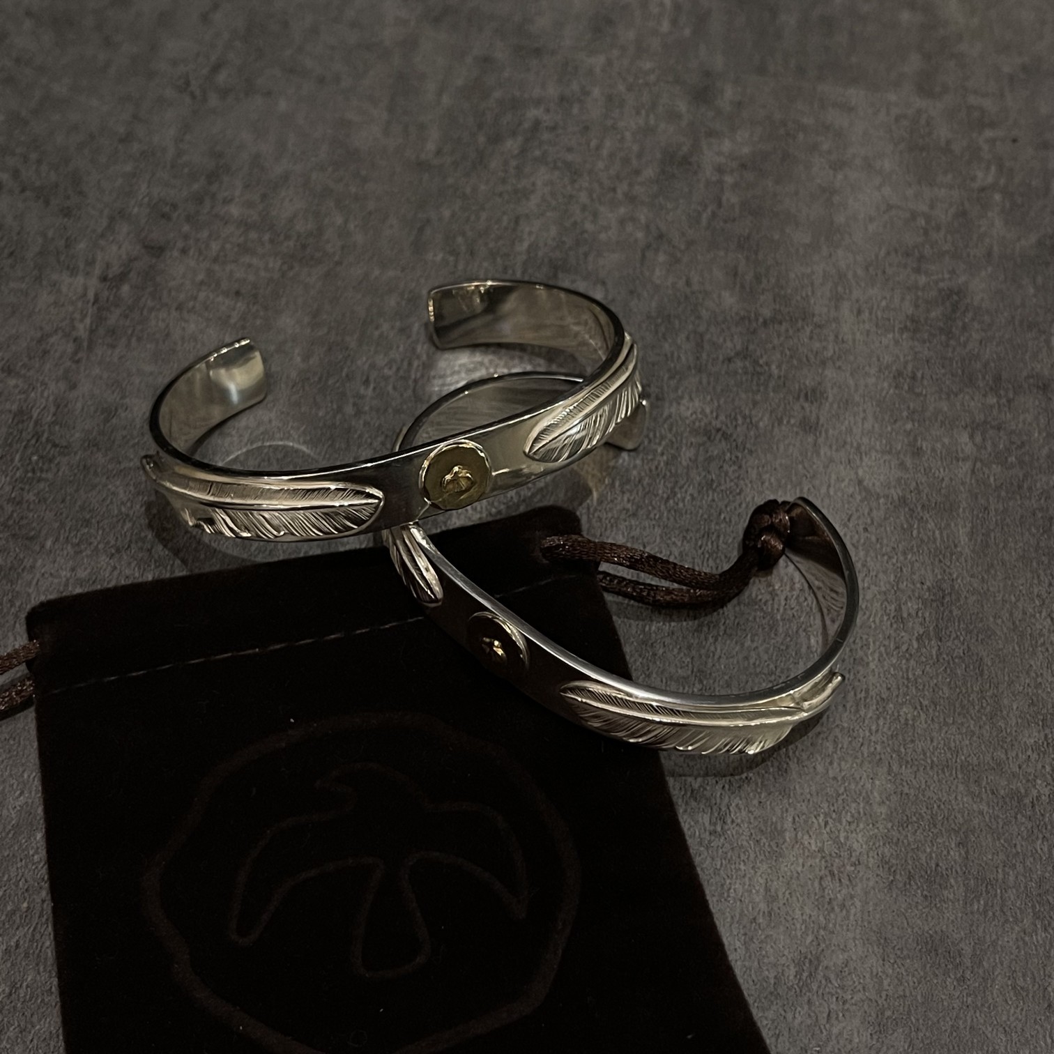 Goro's Takahashi Goro Double Silver Feather Bracelet
