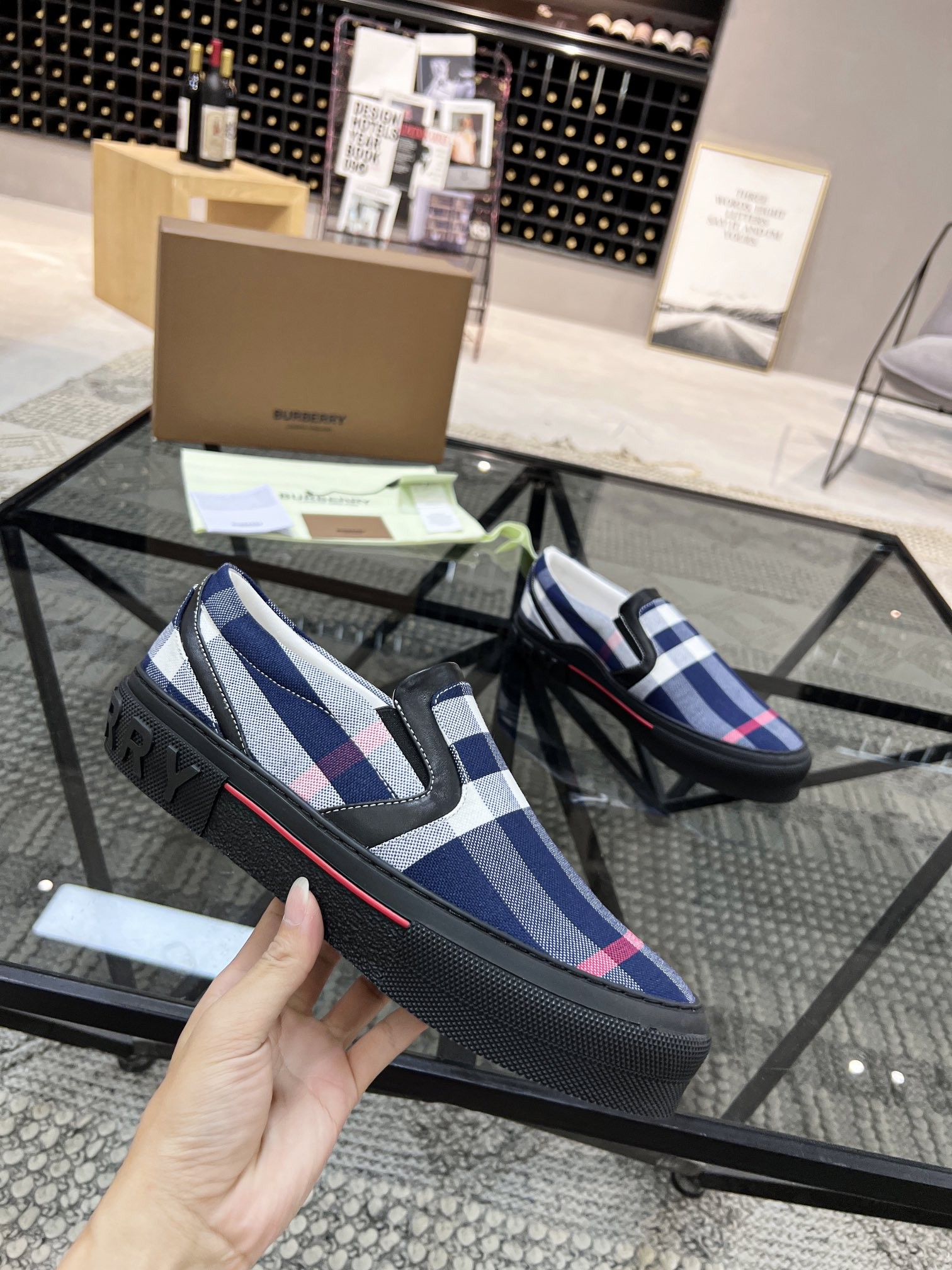 Burberry check slip-on canvas shoes