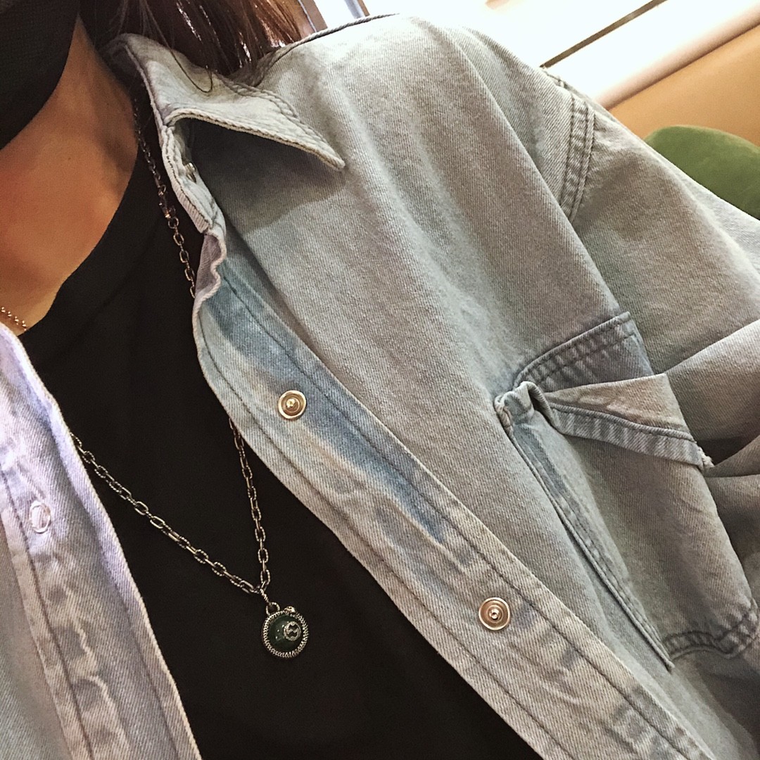 𝐆𝐮𝐜𝐜𝐢 Garden Series Pure Silver Peacock Green Necklace