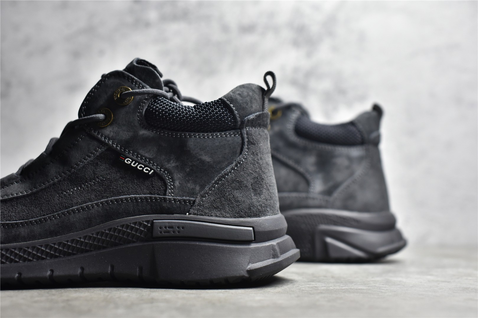 Gucci grey suede high-top shoes