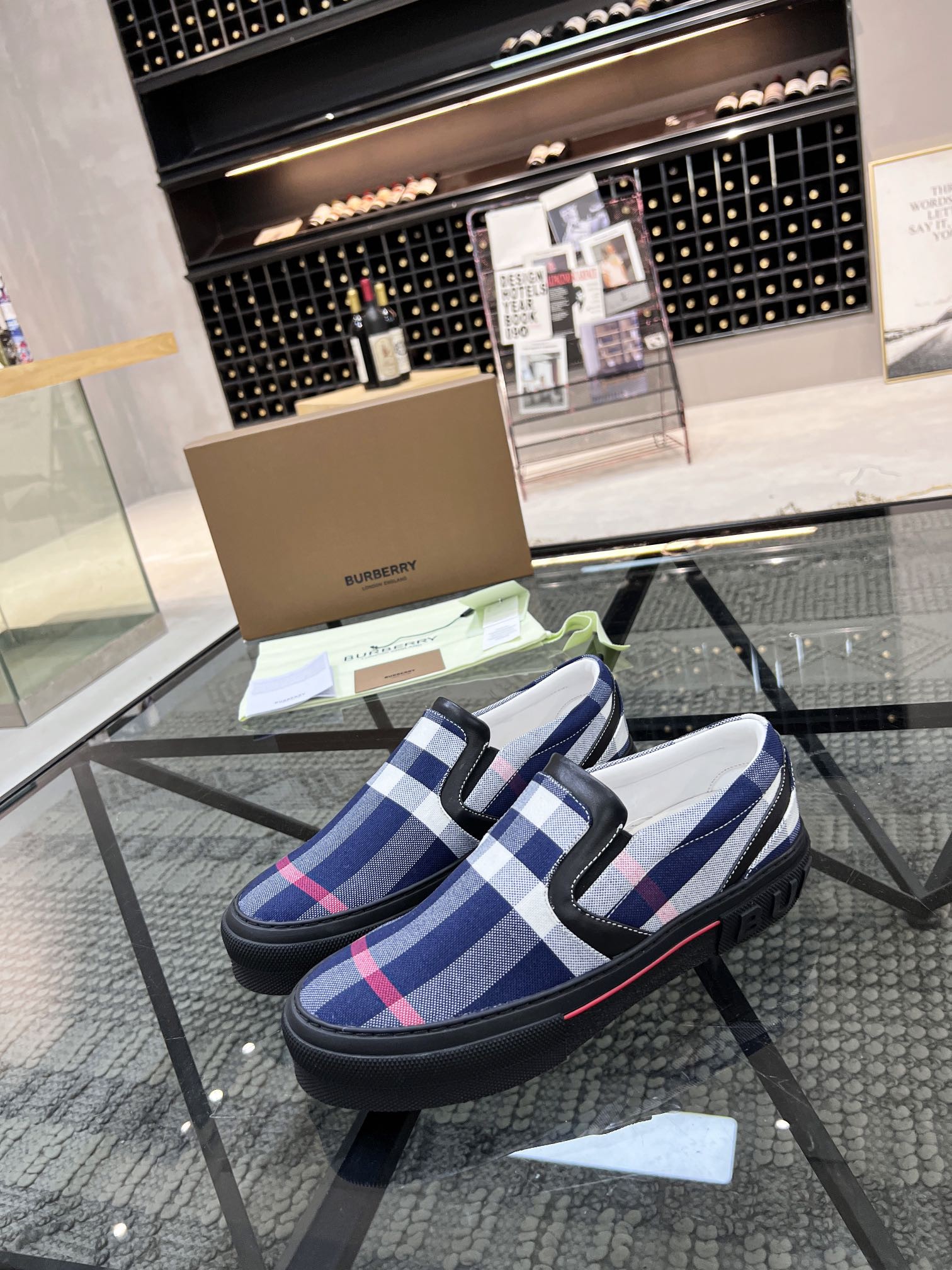 Burberry check slip-on canvas shoes