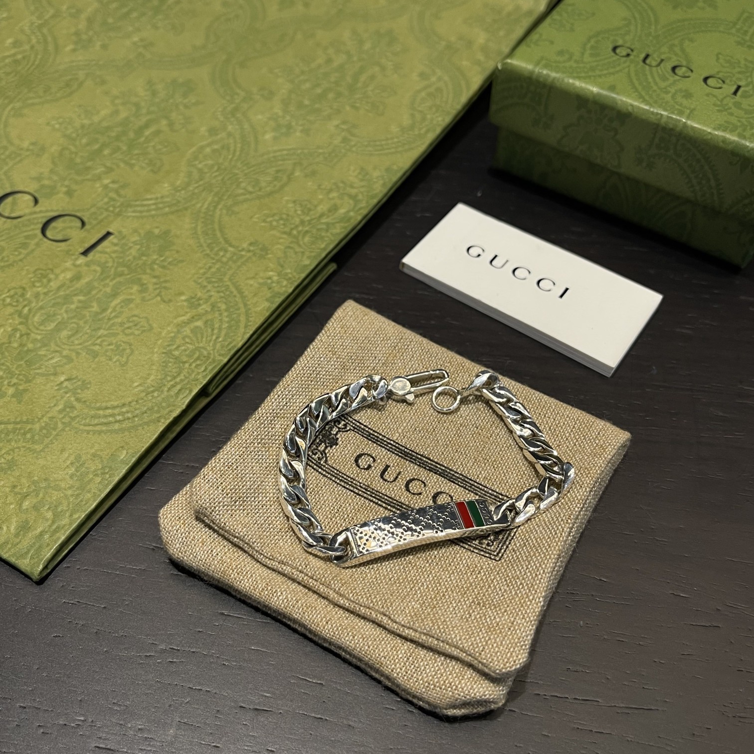 Gucci plaid enamel bracelet