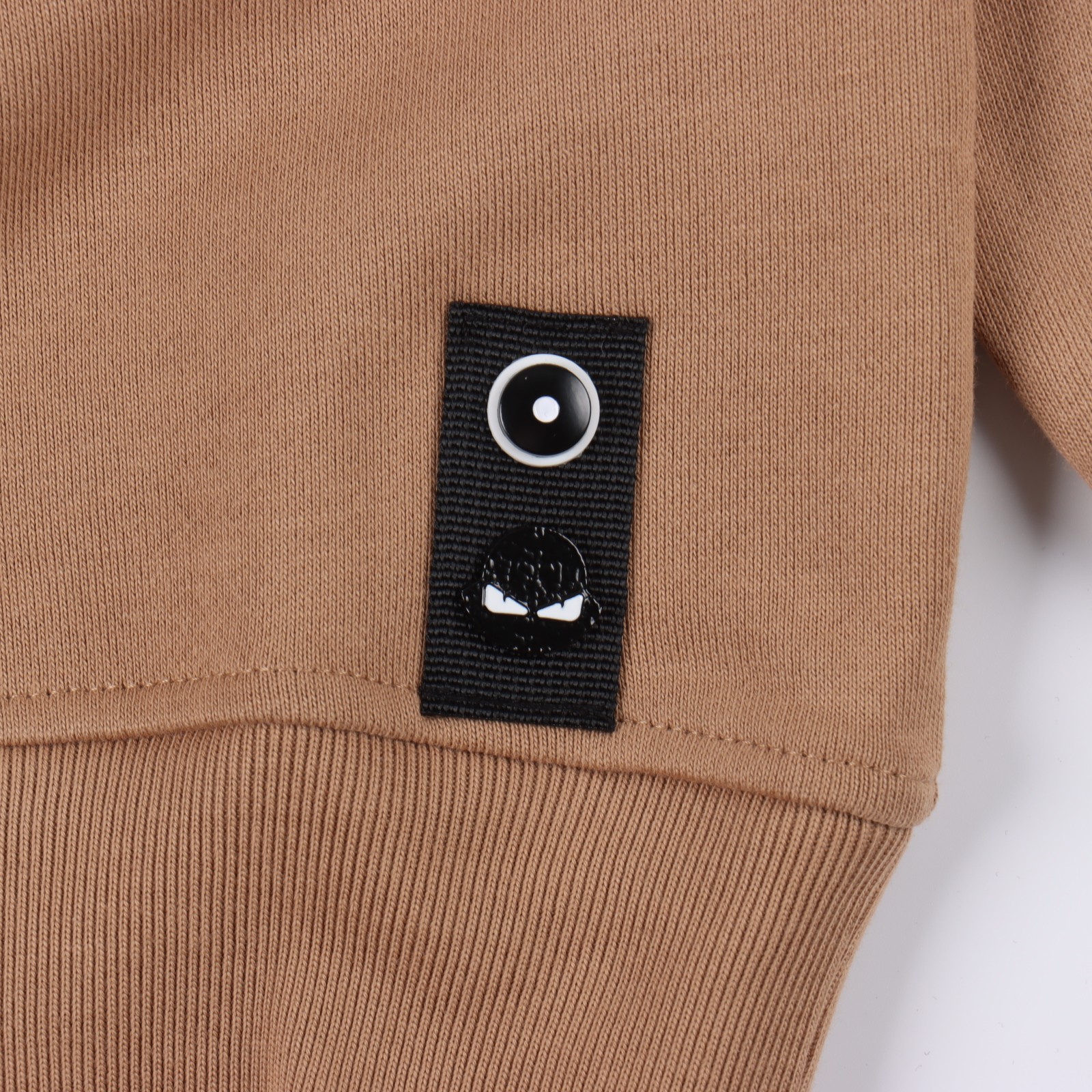 Fendi 24Fw FF leather trimmed zipper pocket round neck sweatshirt