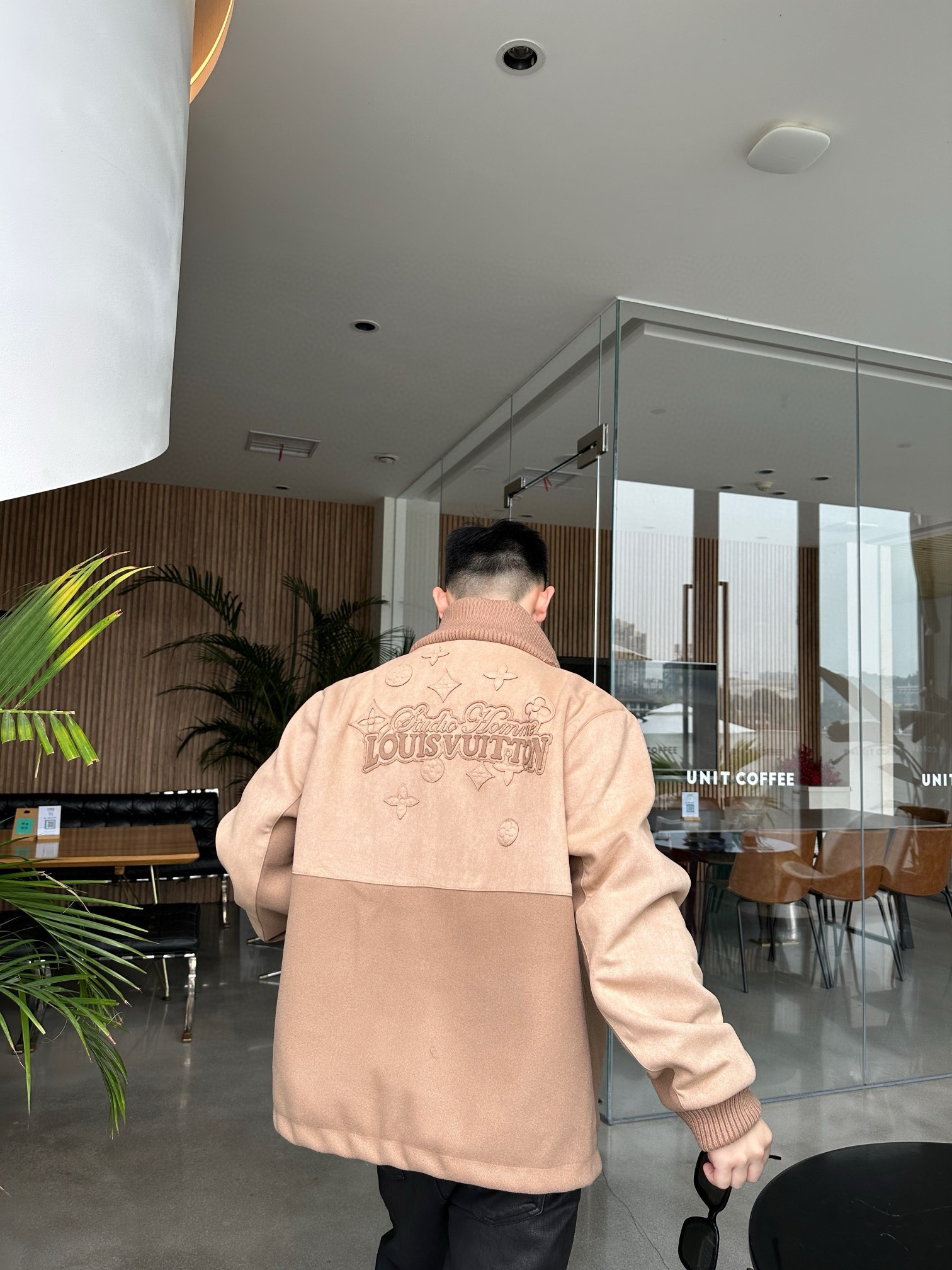 Louis Vuitton Embroidered Leather Splicing Jacket Coat