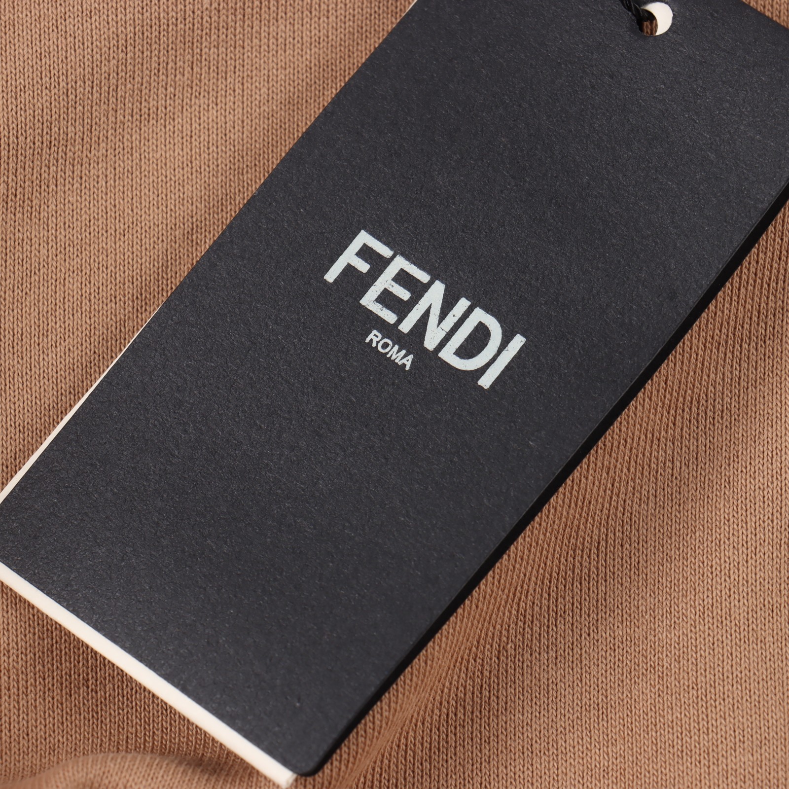 Fendi 24Fw FF leather trimmed zipper pocket round neck sweatshirt