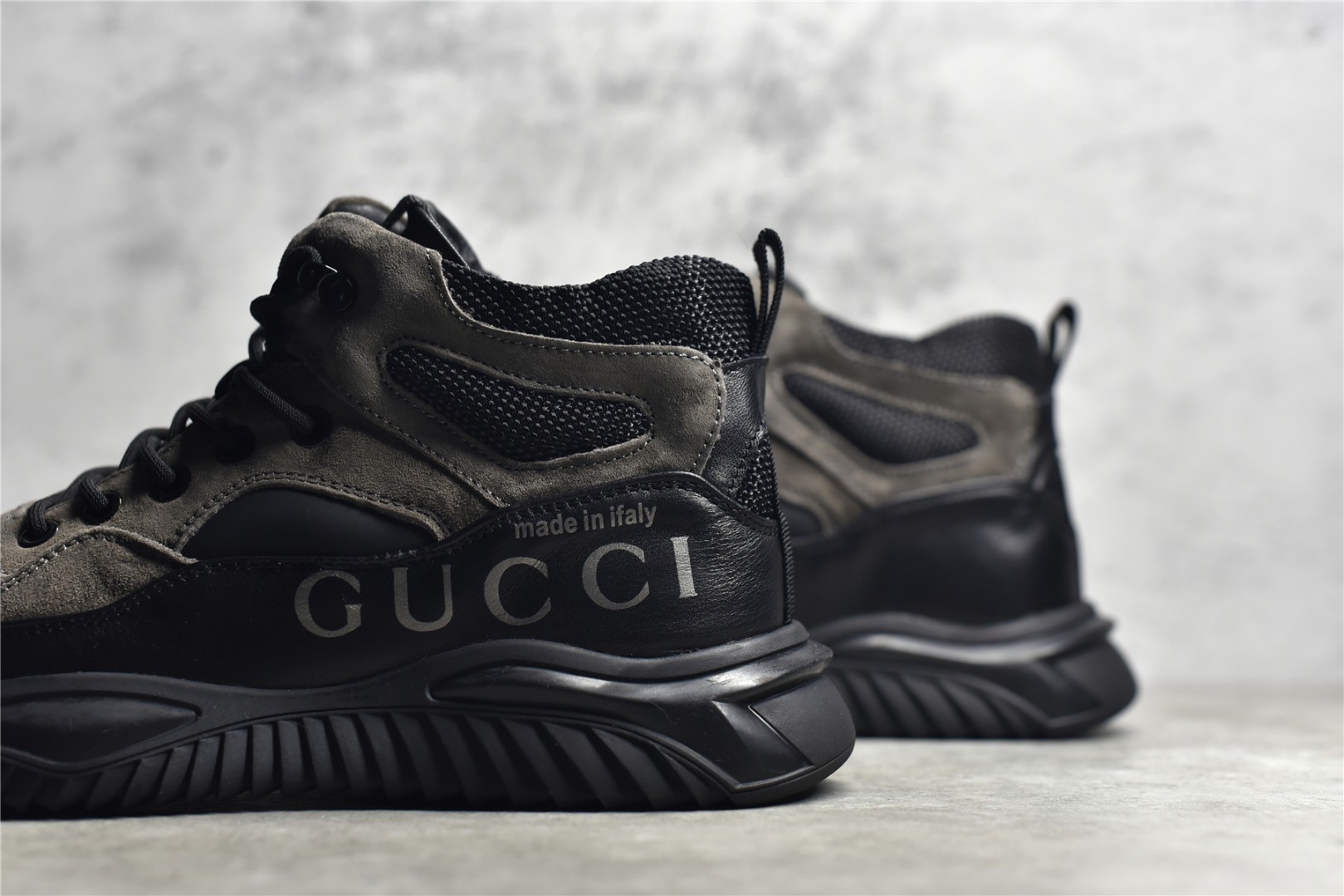 Gucci grey and black high-top sneakers