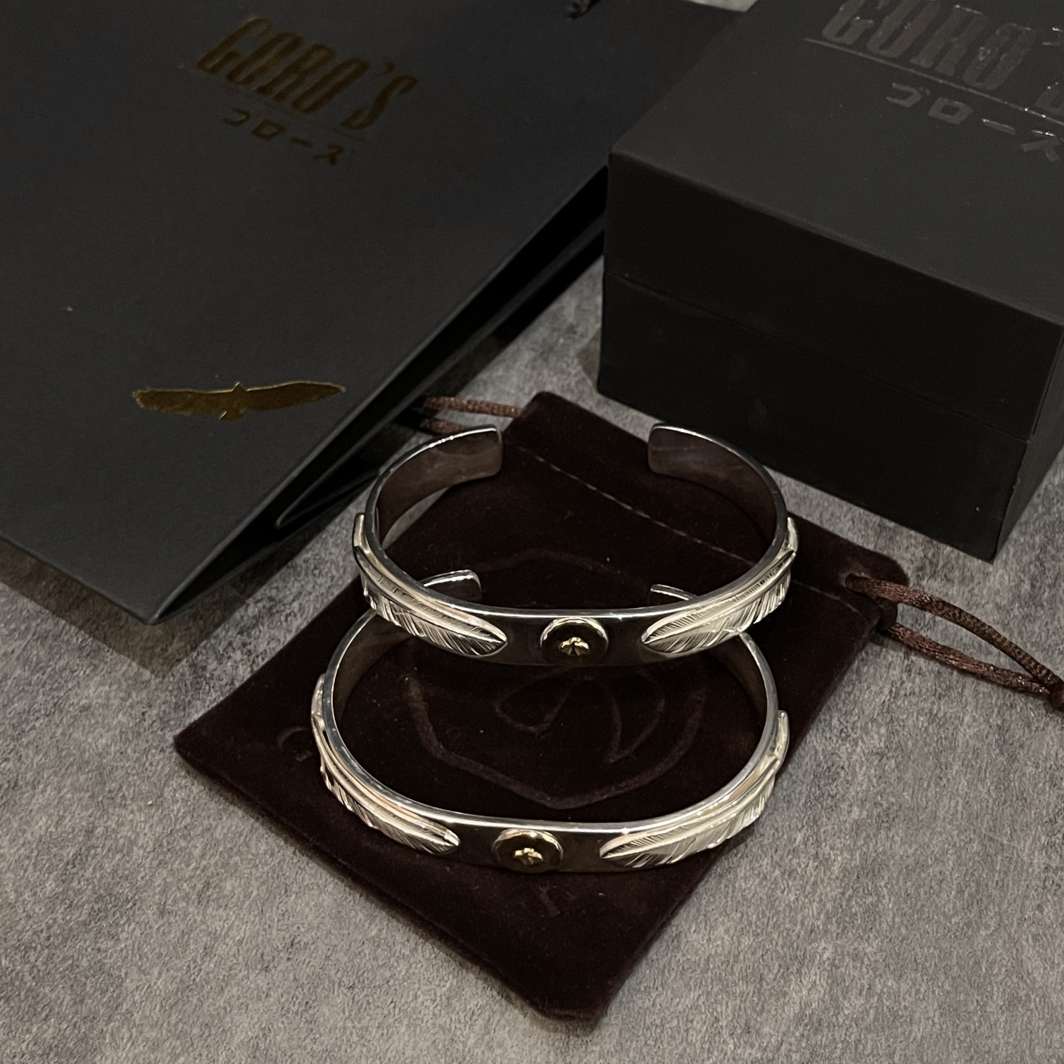 Goro's Takahashi Goro Double Silver Feather Bracelet