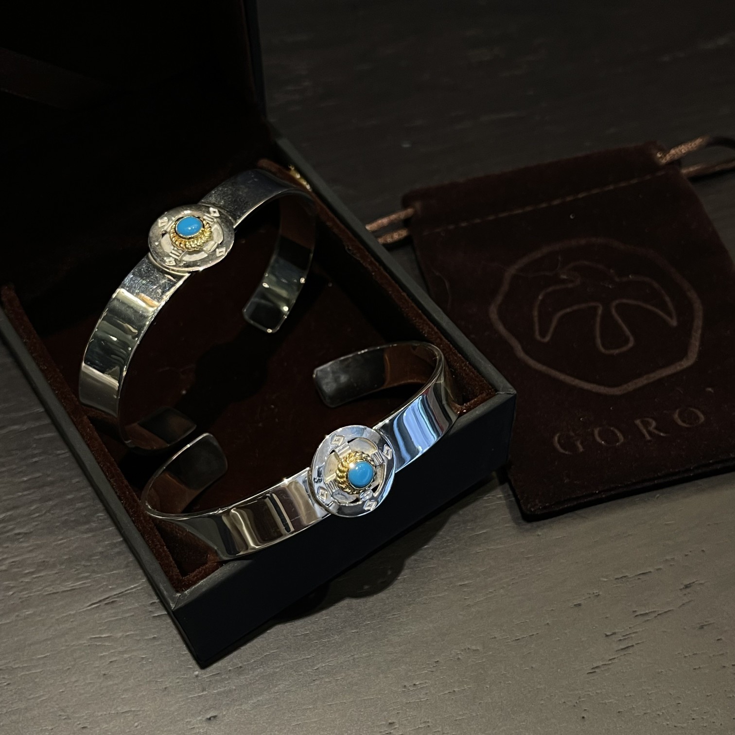 Goro's Takahashi Goro Cross Wheel Turquoise Bracelet