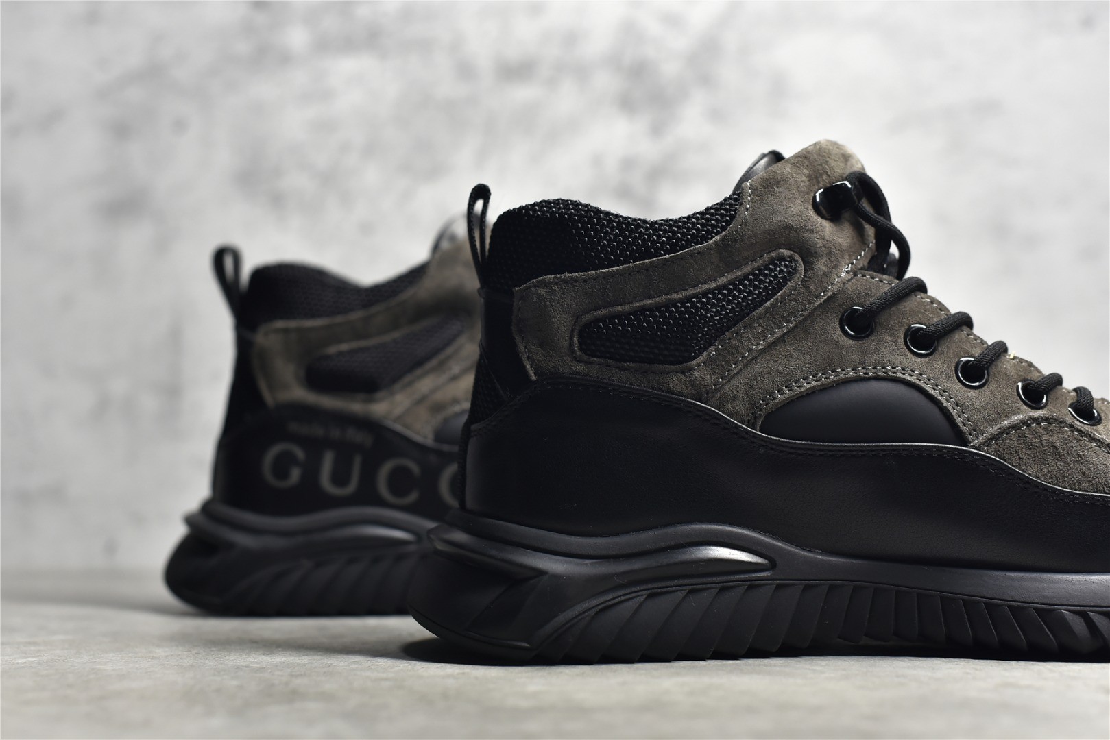 Gucci grey and black high-top sneakers