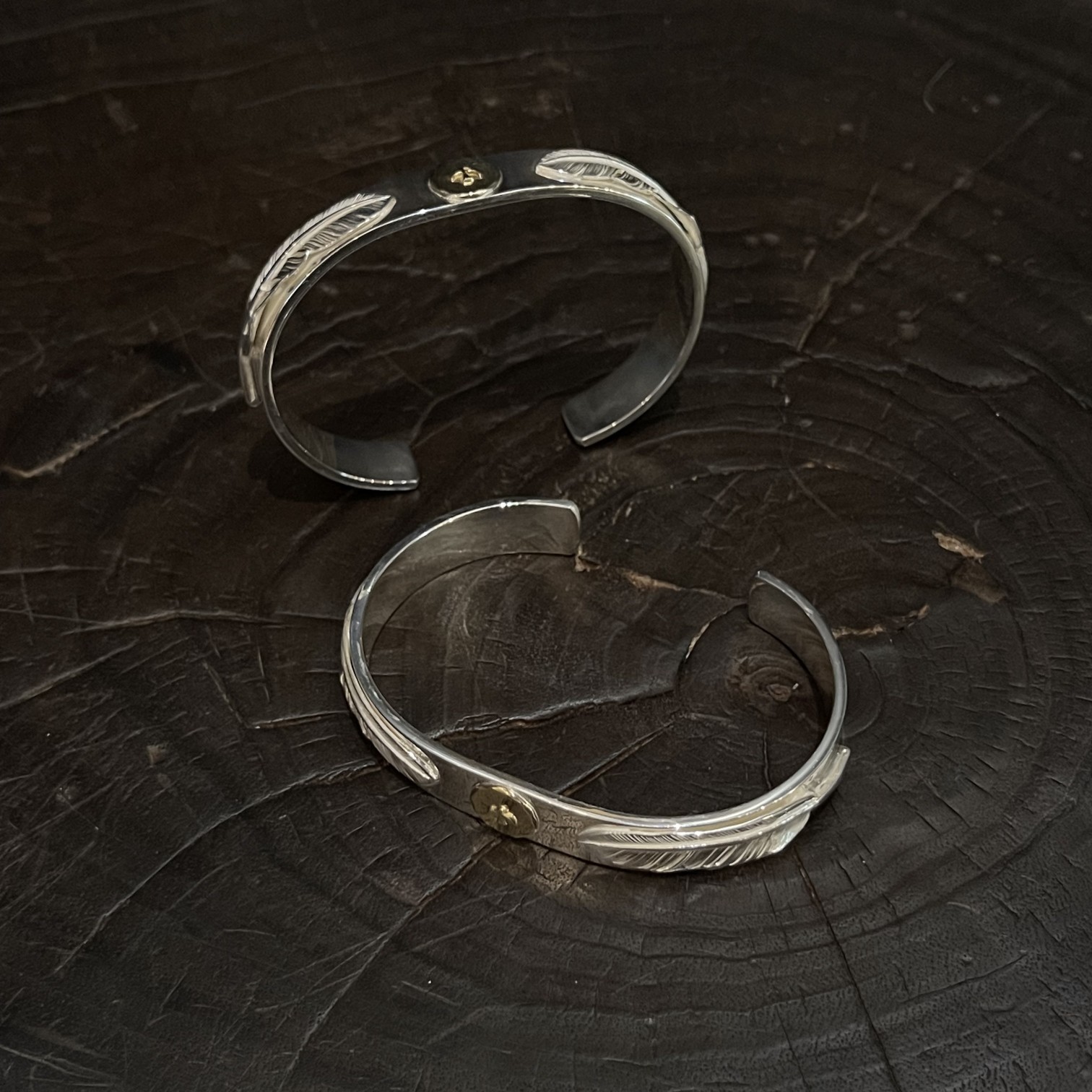 Goro's Takahashi Goro Double Silver Feather Bracelet