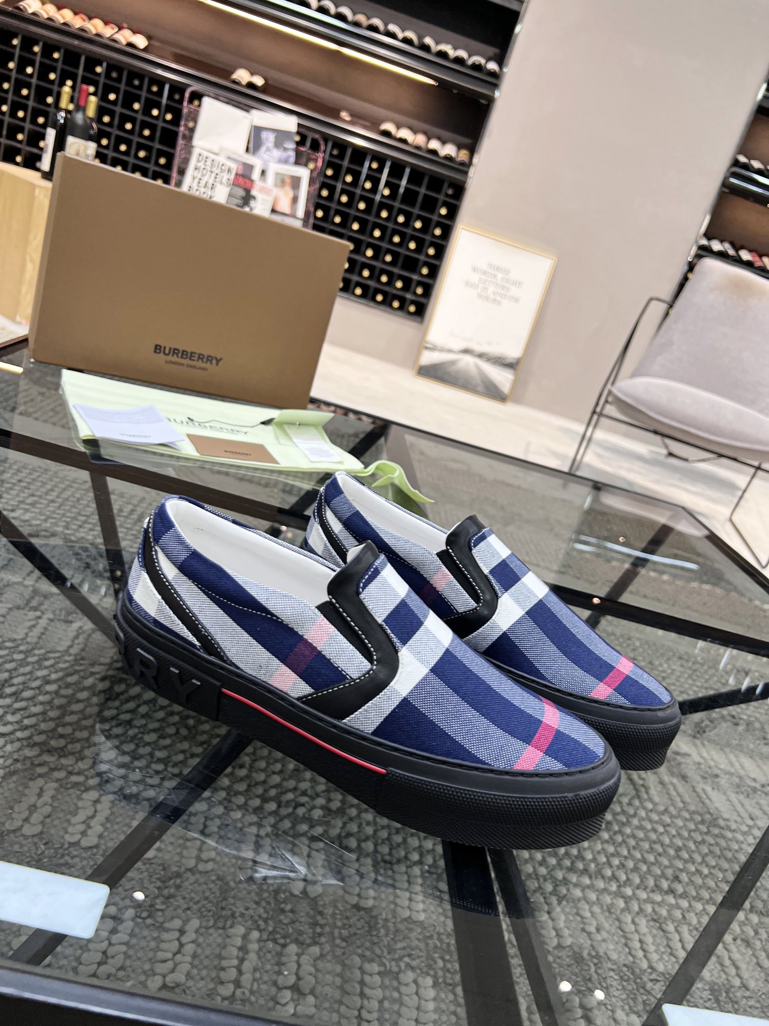 Burberry check slip-on canvas shoes