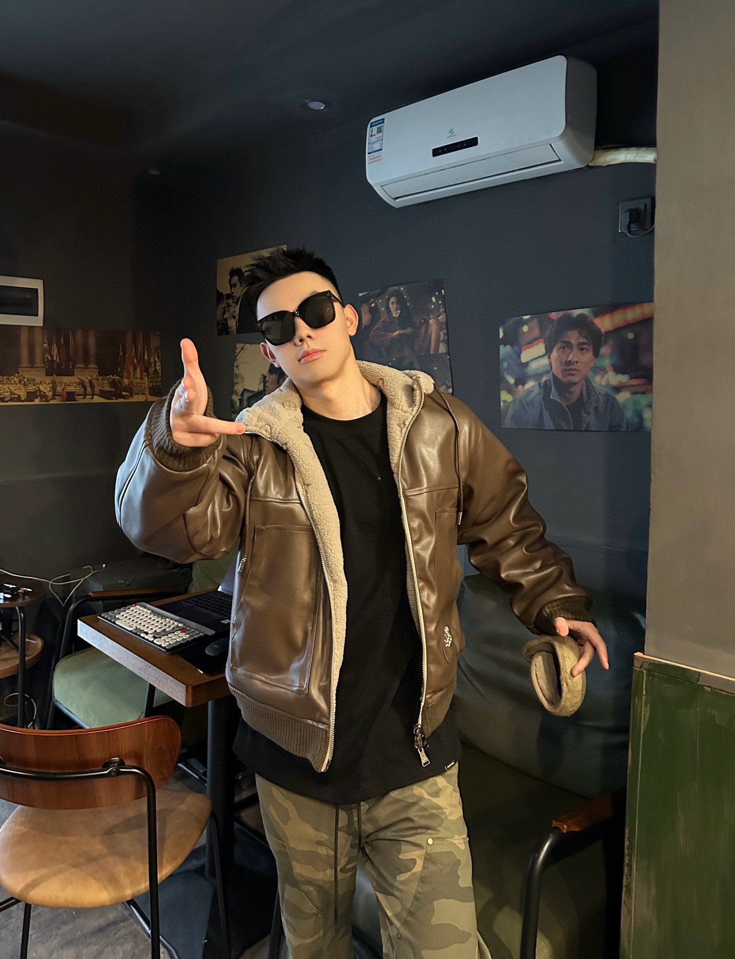 Louis Vuitton double-sided lambhair hooded jacket