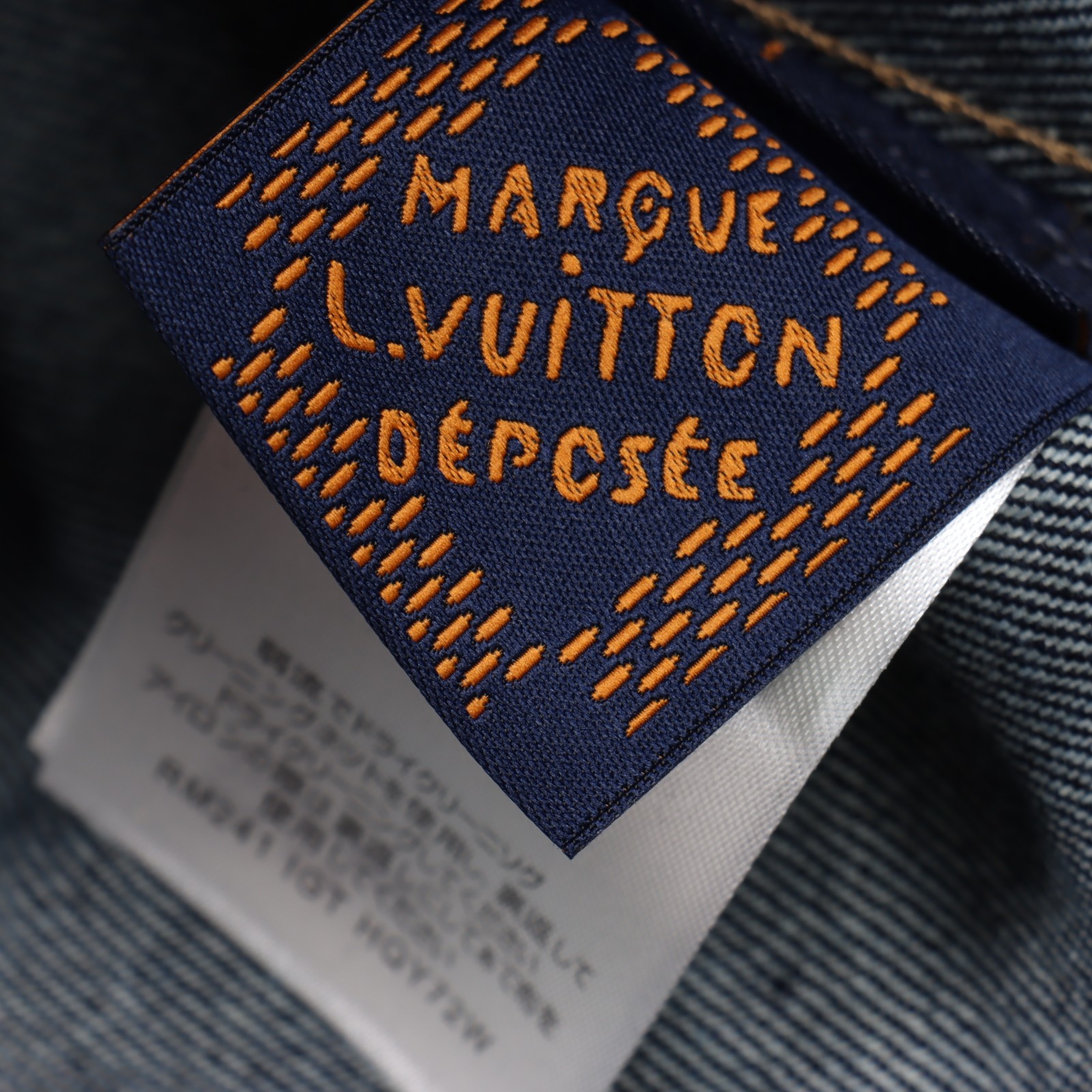 LOUIS VUITTON LV 24 Logo Embroidered Blue Denim Coat