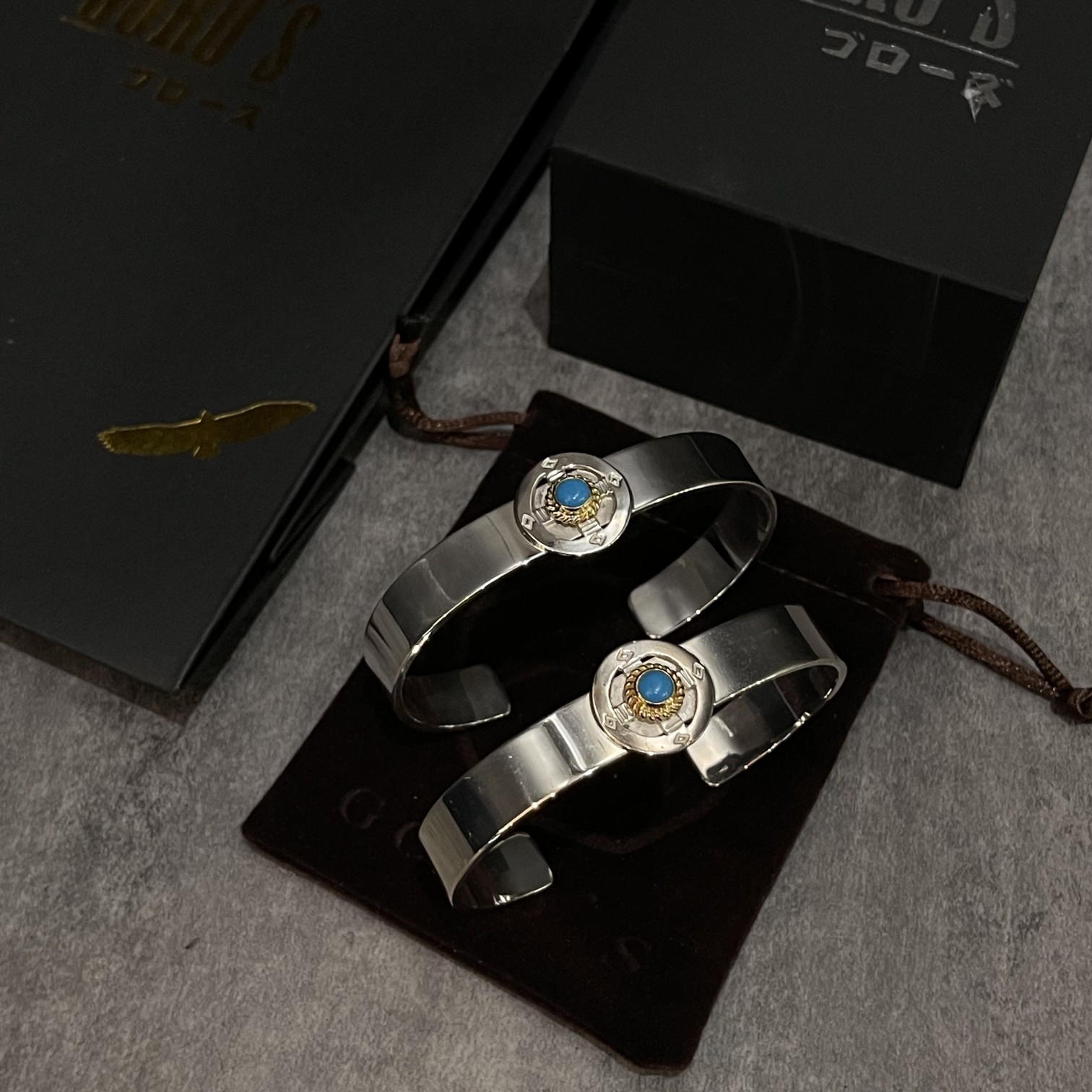 Goro's Takahashi Goro Cross Wheel Turquoise Bracelet